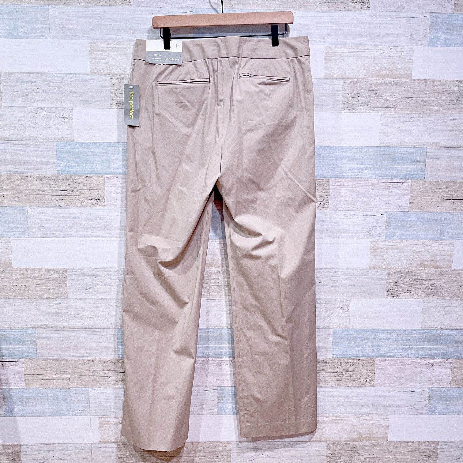 Other Liz Claiborne Audra Chino Pants Beige Straight Leg Womens 14 Size 36" / US 14 / IT 50 - 4 Thumbnail