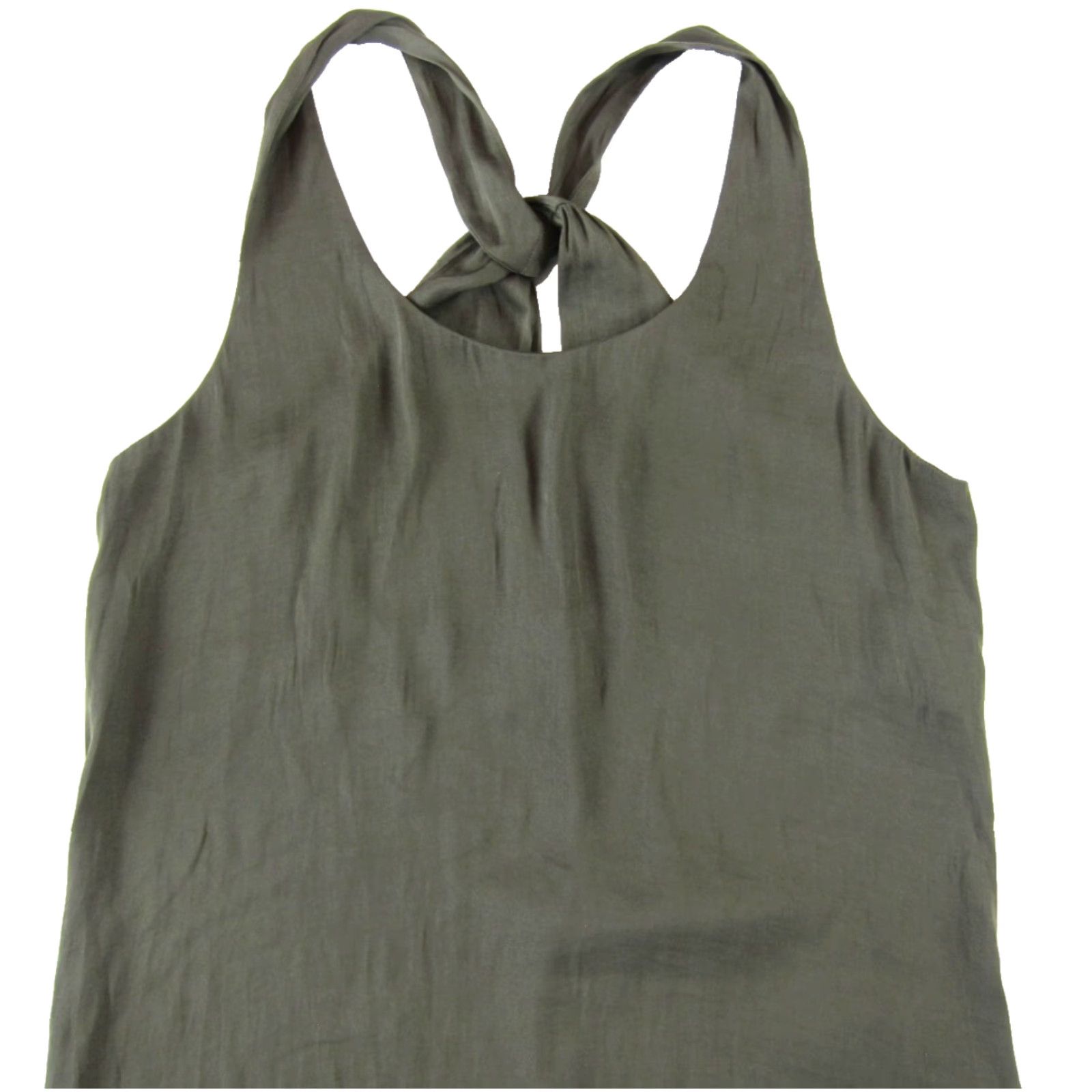 Vintage Trouve Army Green Silky Crisscross Back Slip Tank Shift Tunic Sun Dress Medium Size M / US 6-8 / IT 42-44 - 4 Thumbnail