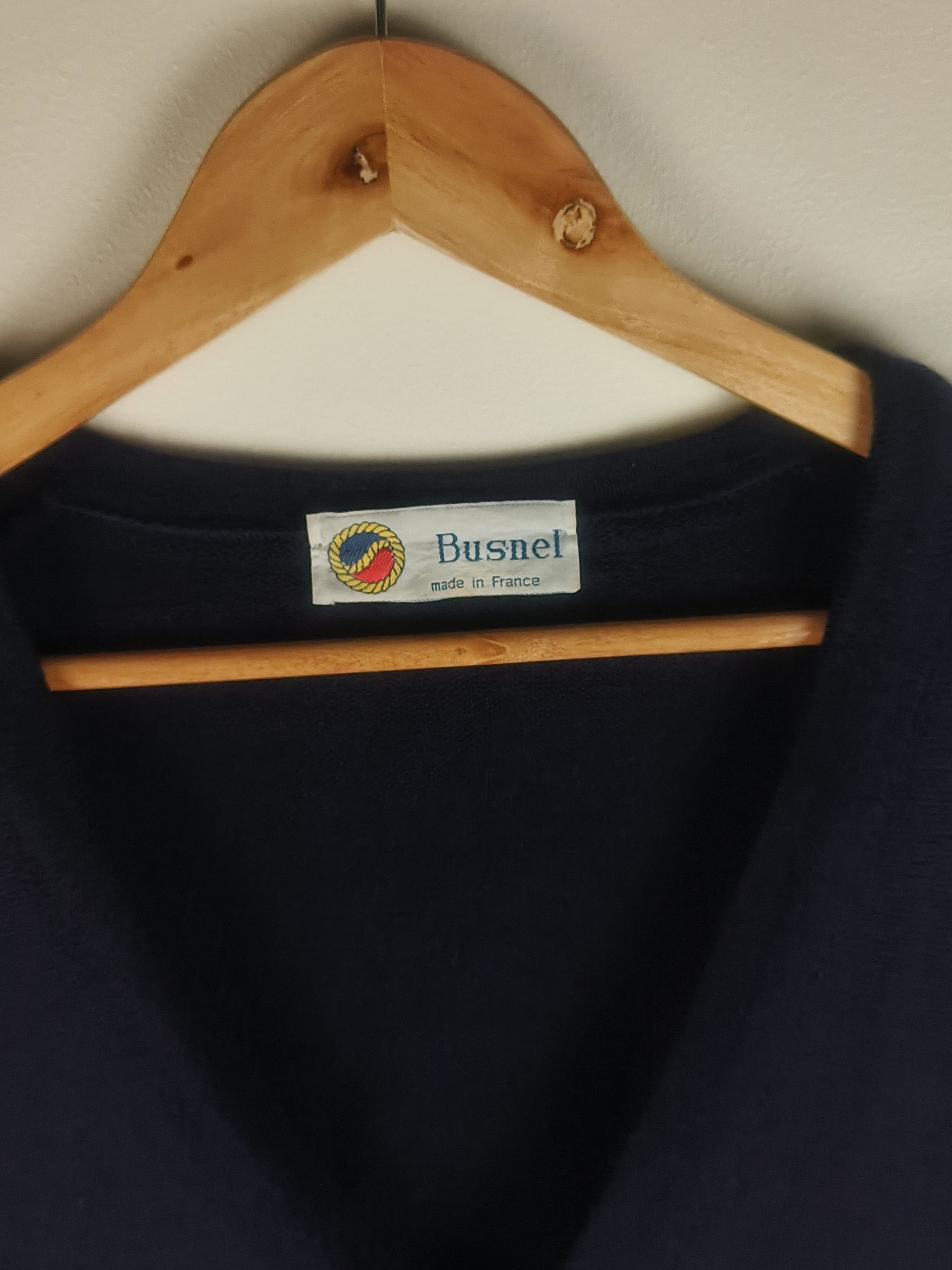 Vintage Busnel Woolmark Cardigan Navy Blue Pure Wool Vintage Sweater Size US M / EU 48-50 / 2 - 2 Thumbnail