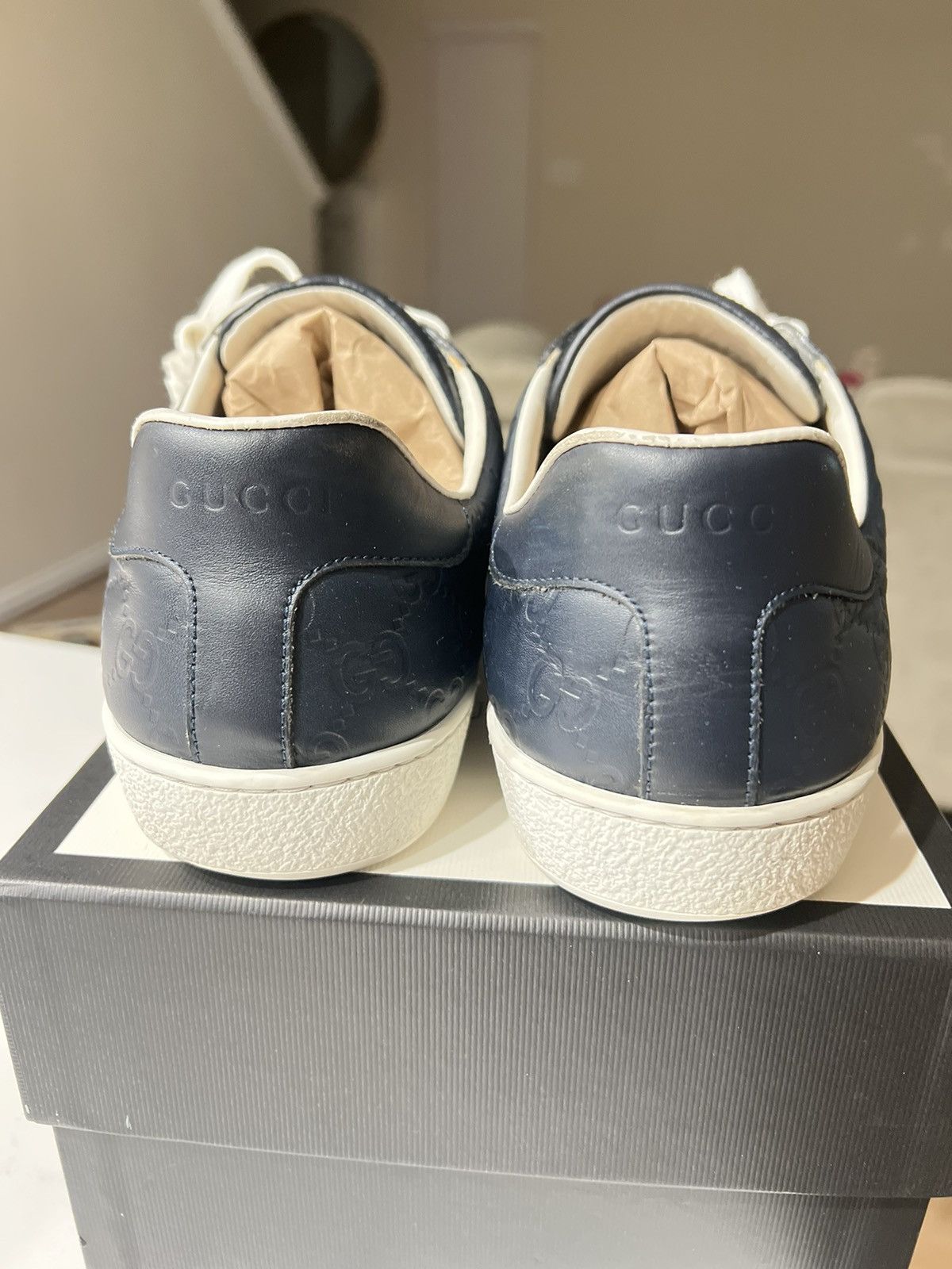 Gucci Gucci Ace Navy Monogram Size US 10.5 / EU 43-44 - 8 Thumbnail