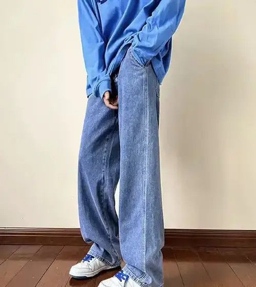 Blue Color Straight Denim Baggy Pant