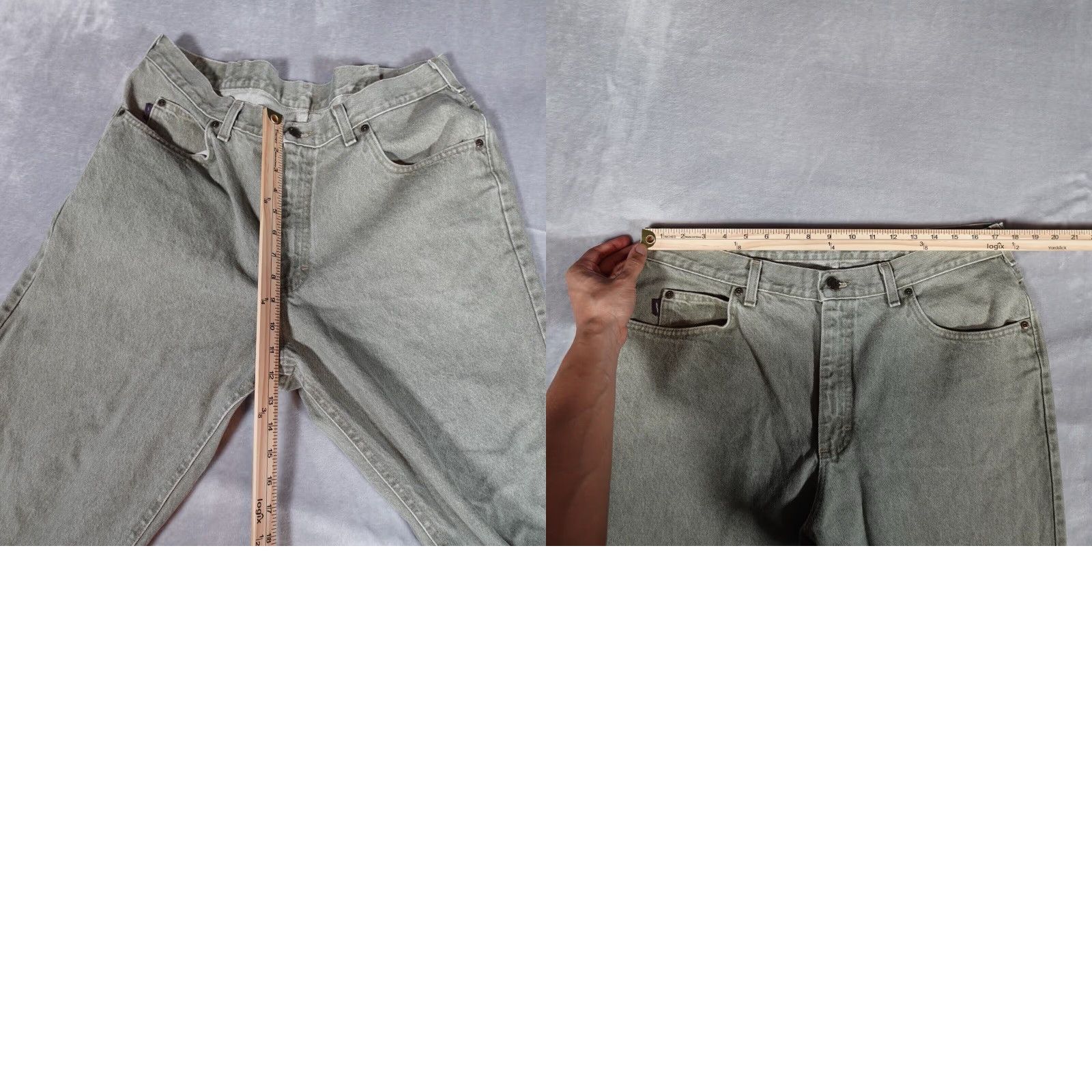 Denime VINTAGE Denim Riders Jeans Mens 35x30 Green Made In USA Regular Fit Cotton Size US 35 - 8 Thumbnail