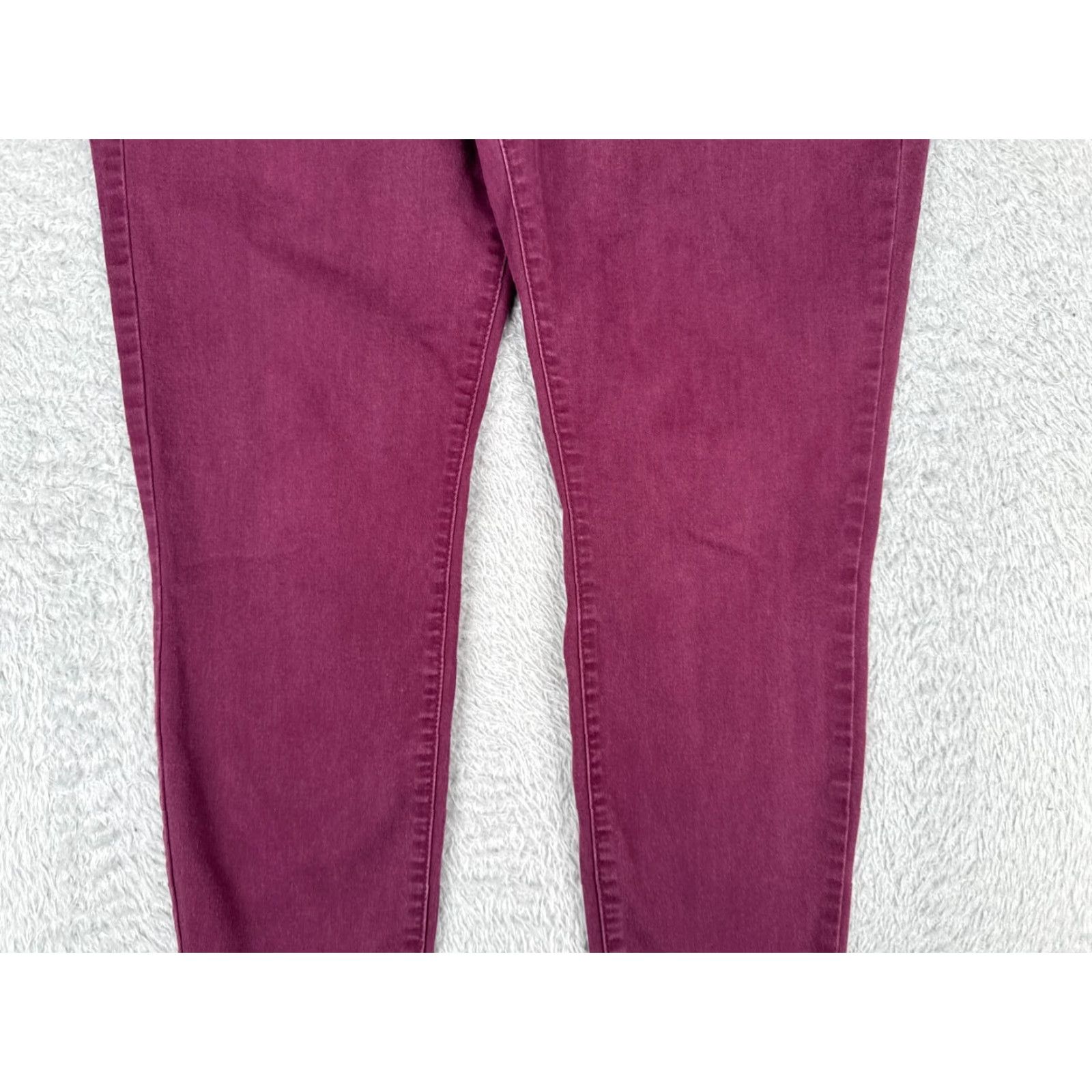 Denime Refuge Jeans Womens 14 Burgundy Skinny Denim Pants Mid Rise 34x27 Size 36" / US 14 / IT 50 - 3 Thumbnail