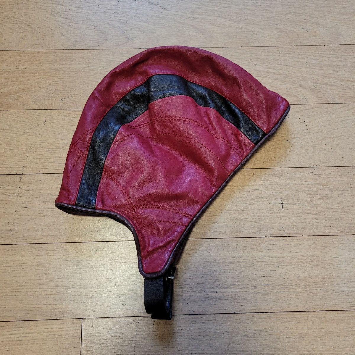 image of Prada 00S Leather Pilot Hat in Burgundy, Women's