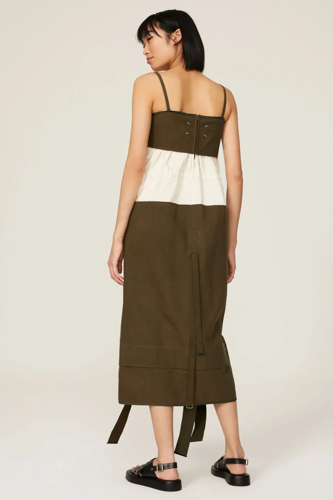 Maison Margiela o1y0625 Midi Dress in Brown/White Size M / US 6-8 / IT 42-44 - 4 Thumbnail