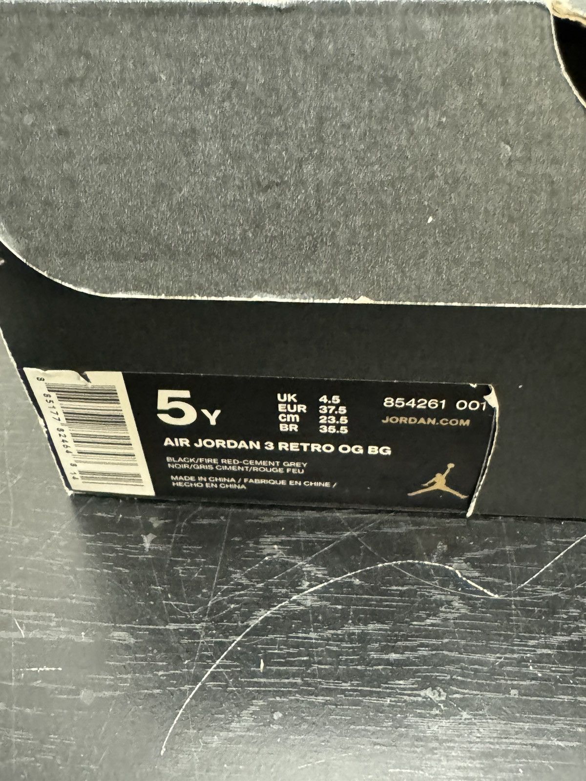 Jordan Brand Jordan 3 Black Cement (2018) (GS) Size US 5.5 / EU 38 - 7 Thumbnail