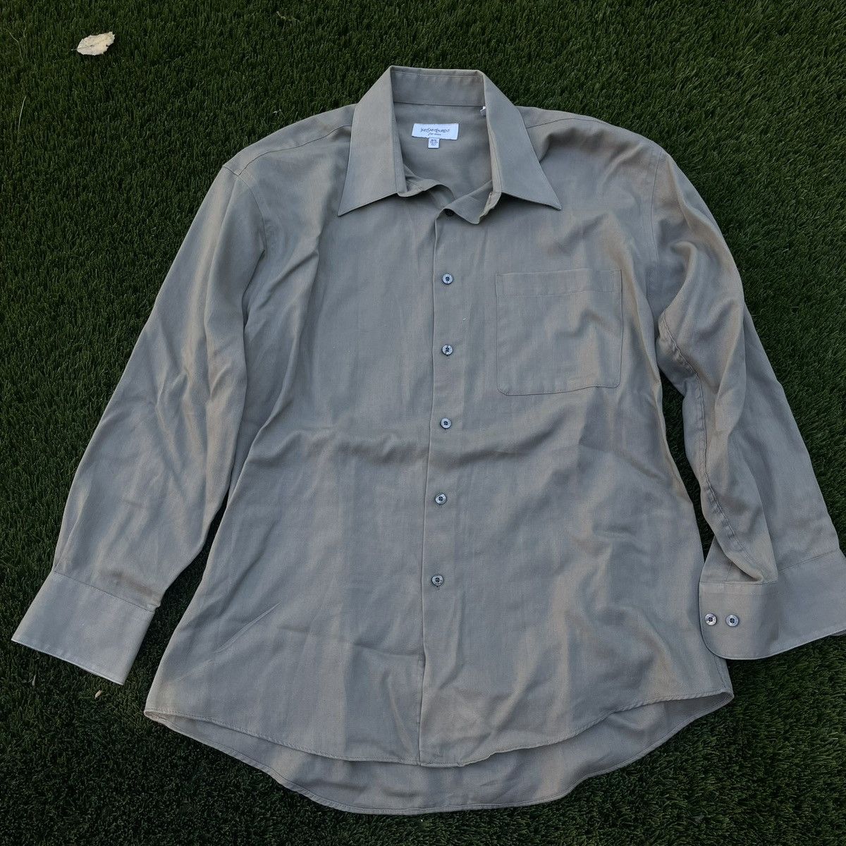 Yves Saint Laurent Olive YSL button-up Size US L / EU 52-54 / 3 - 1 Thumbnail
