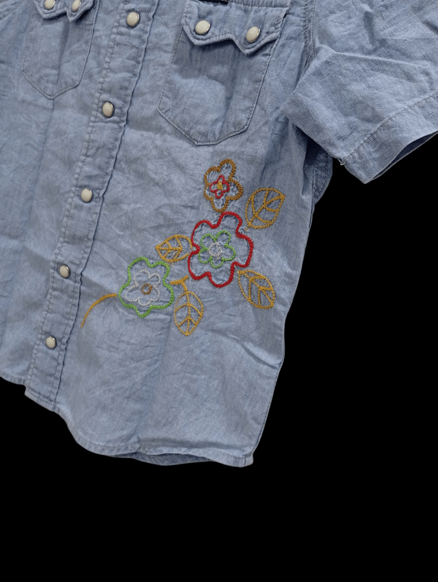 Lee × Vintage 🔥🔥Lee Riders Kids Boys Embroidery Denim Shirt Size US XXS / EU 40 - 7 Thumbnail