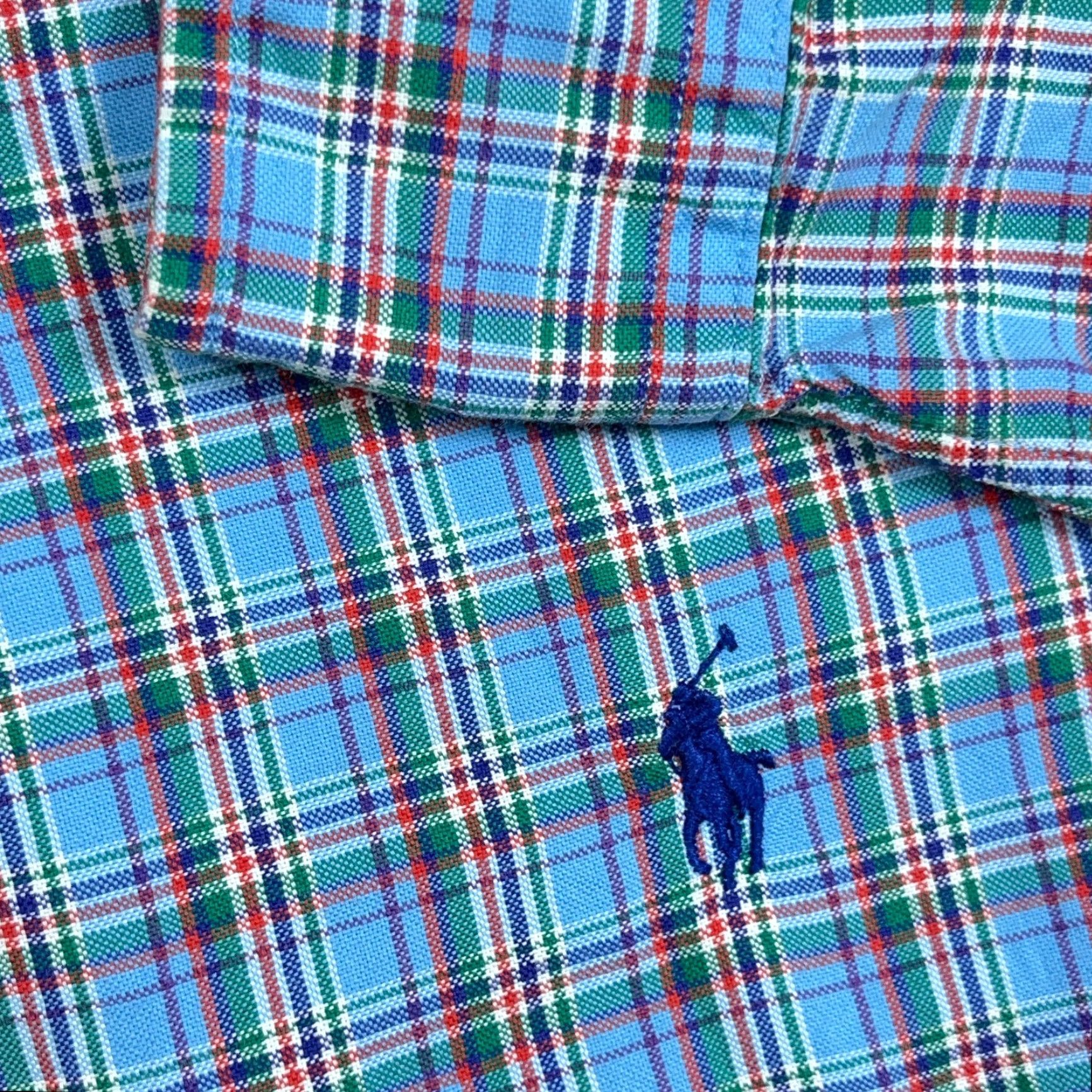 Ralph Lauren Ralph Lauren Oxford Shirt Men XL Slim Fit Blue Plaid Button Up OCBD Preppy Dress Shirt Size 46R - 5 Thumbnail