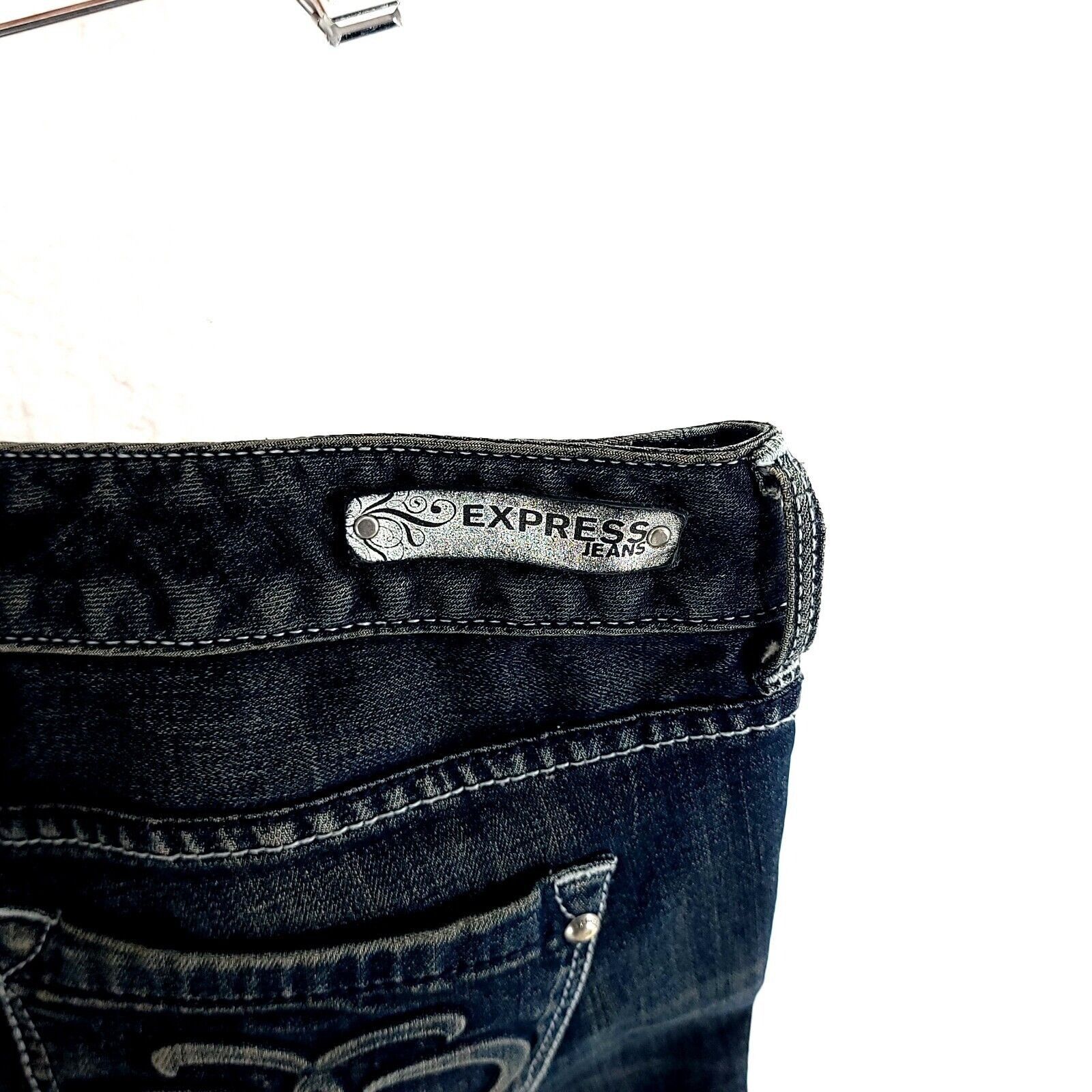 Express Express Stella Regular Fit Low Rise Blue Brown Denim Whisker Size 30" / US 8 / IT 44 - 8 Thumbnail