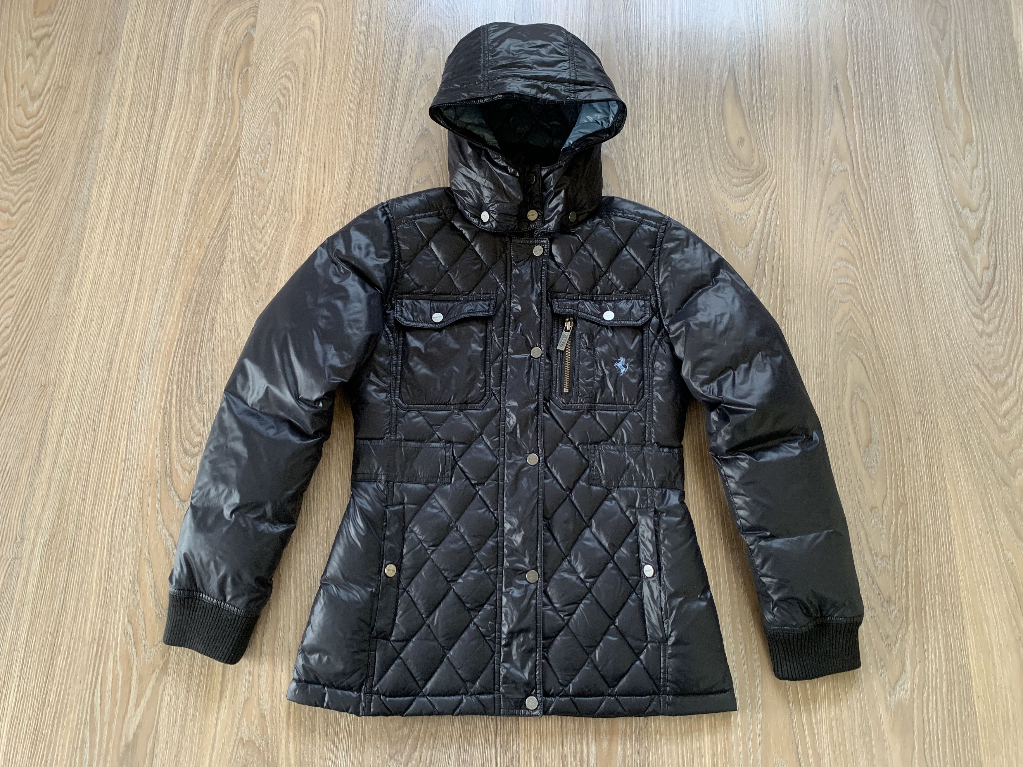 Ferrari Womens Ferrari Black Quilted Down Hooded Jacket Size M / US 6-8 / IT 42-44 - 2 Thumbnail