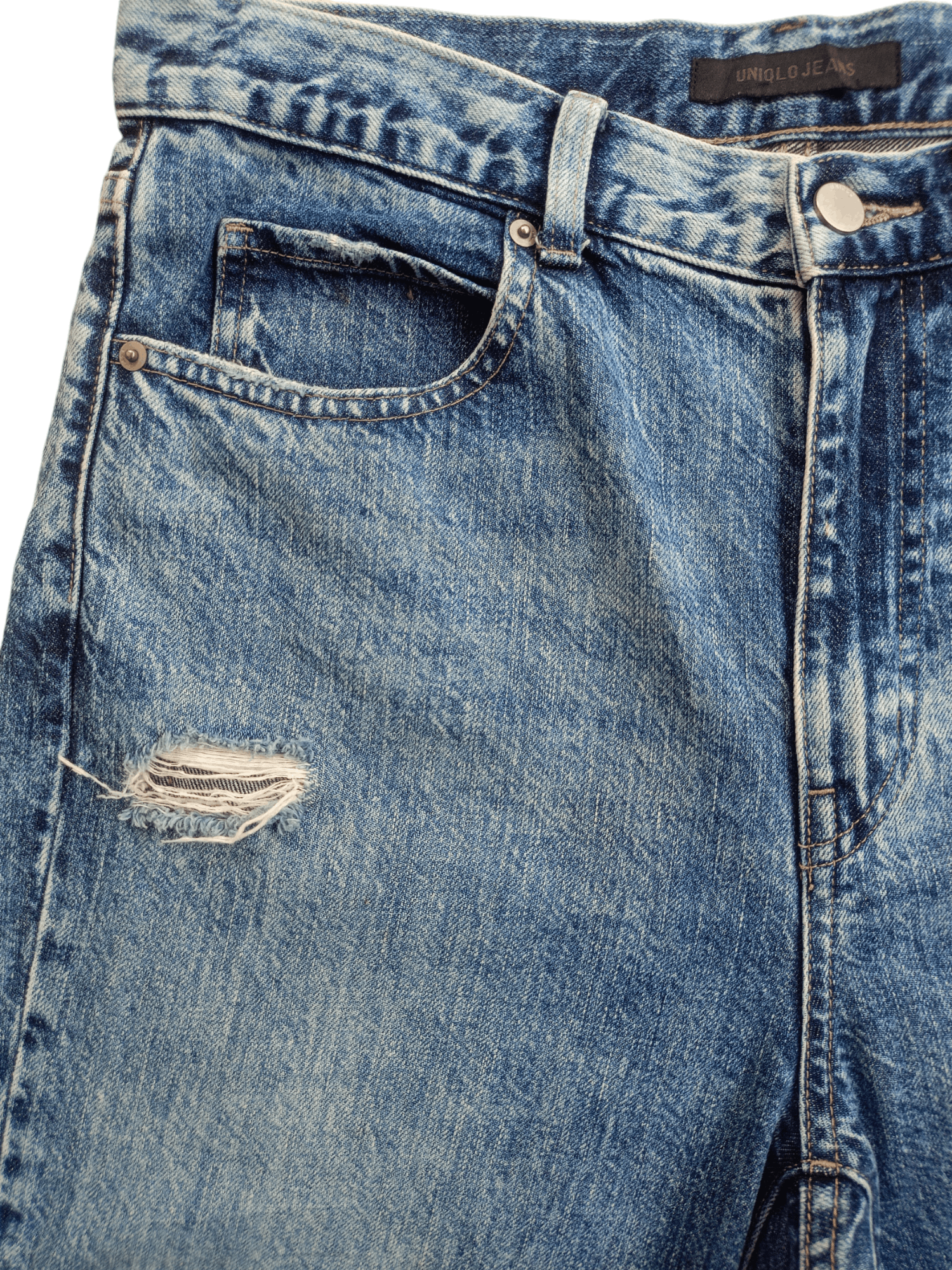 Uniqlo × Vintage UNIQLO Cropped Relaxed Tapered Distressed Denim Size 26" / US 2 / IT 38 - 3 Thumbnail