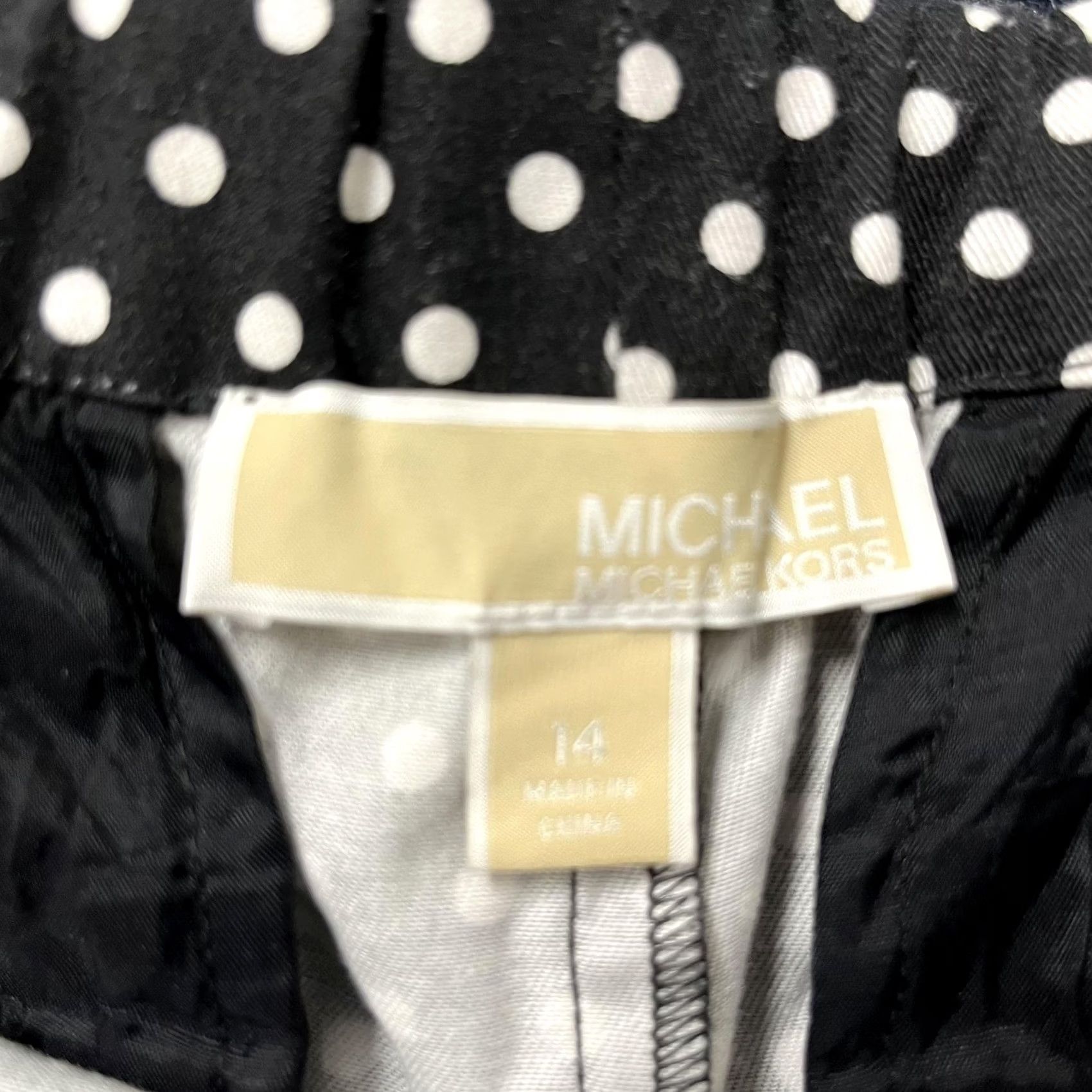 Michael Kors VINTAGE? No. Michael Kors Pants Womens 14 Black Cropped Straight Leg Ankle Polka Dot Size 36" / US 14 / IT 50 - 4 Thumbnail