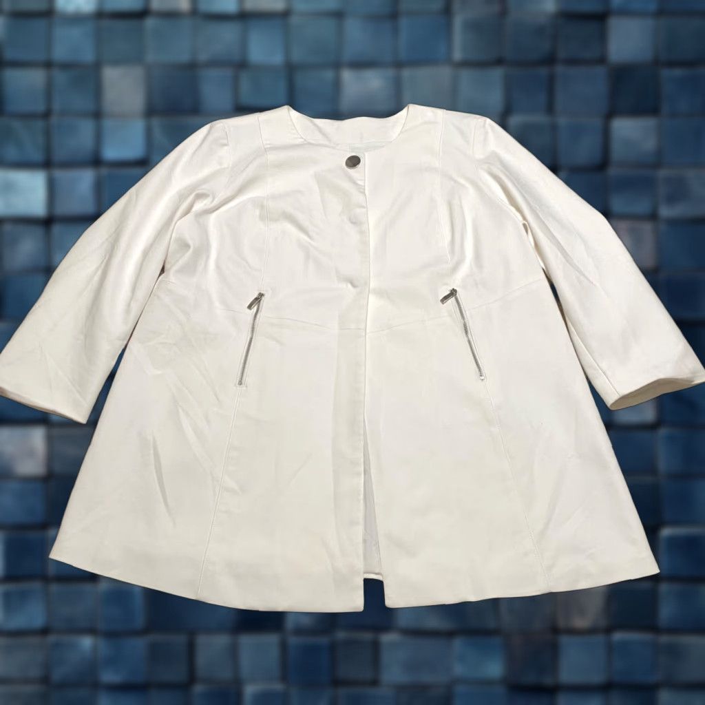 Vintage Chico's Blazer Jacket Women's XL White Collarless Snap Button Zip Pocket Business Size XL / US 12-14 / IT 48-50 - 1 Thumbnail