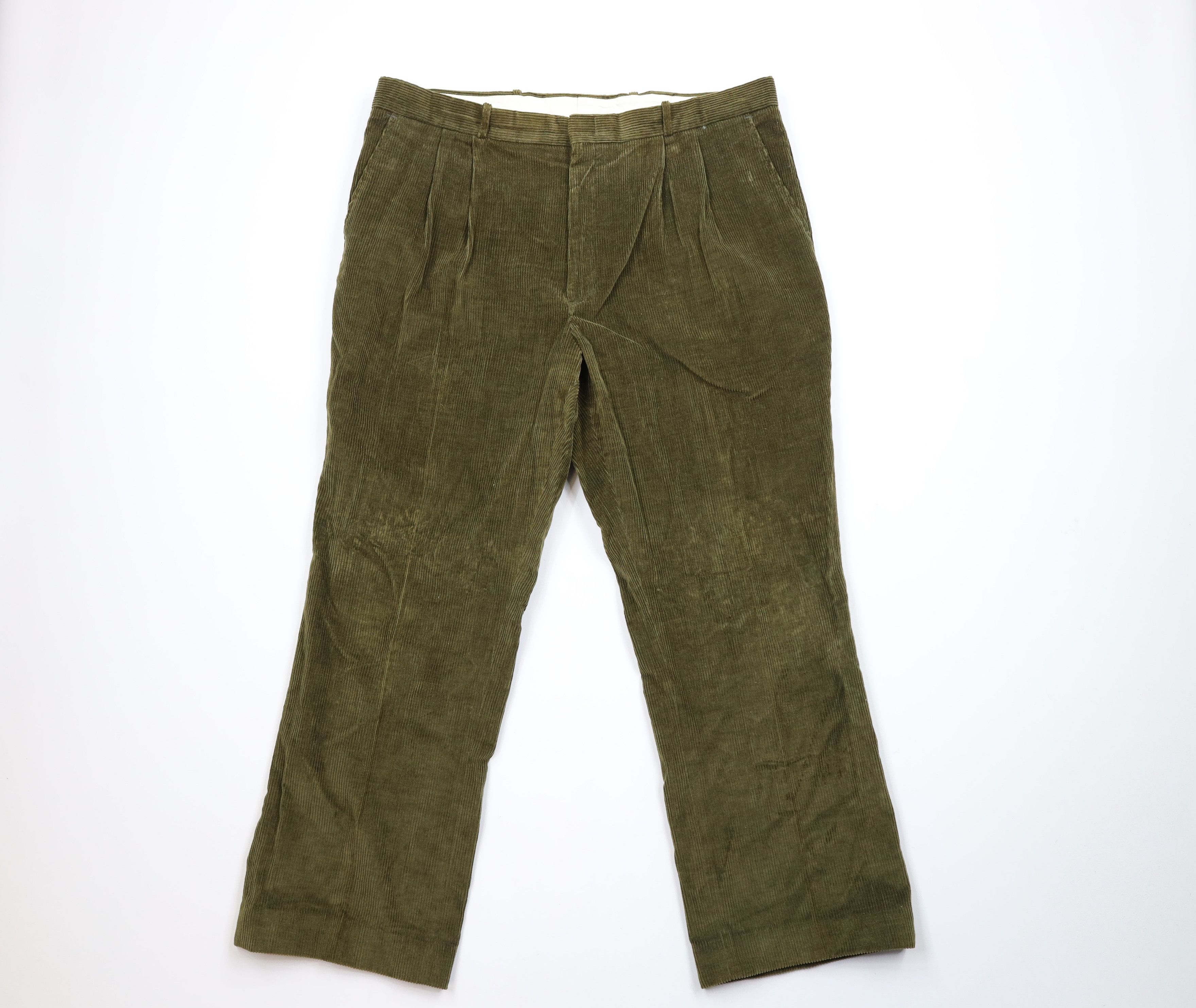 Vintage Vintage 70s Streetwear Wide Leg Corduroy Pants USA Green Size US 38 / EU 54 - 1 Thumbnail