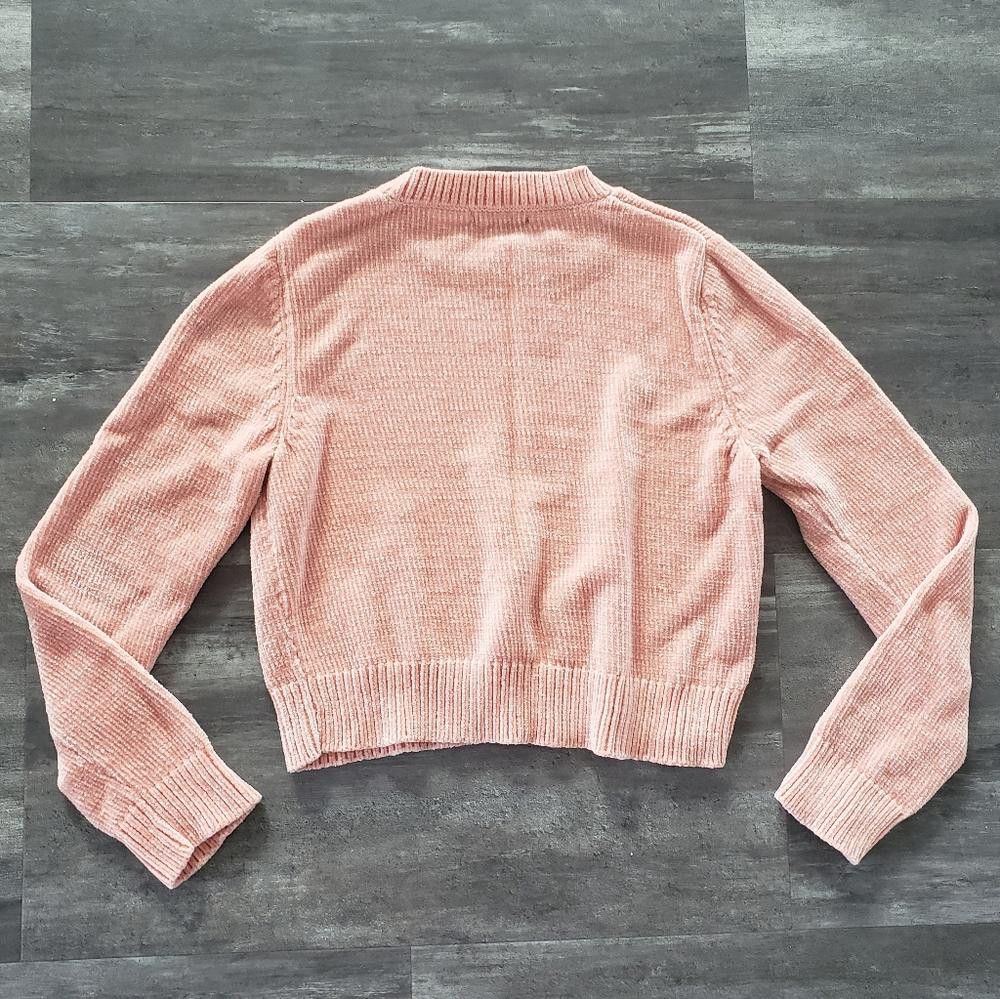 Forever 21 Light Pink Chenille F21 Crop Sweater Size M / US 6-8 / IT 42-44 - 2 Thumbnail