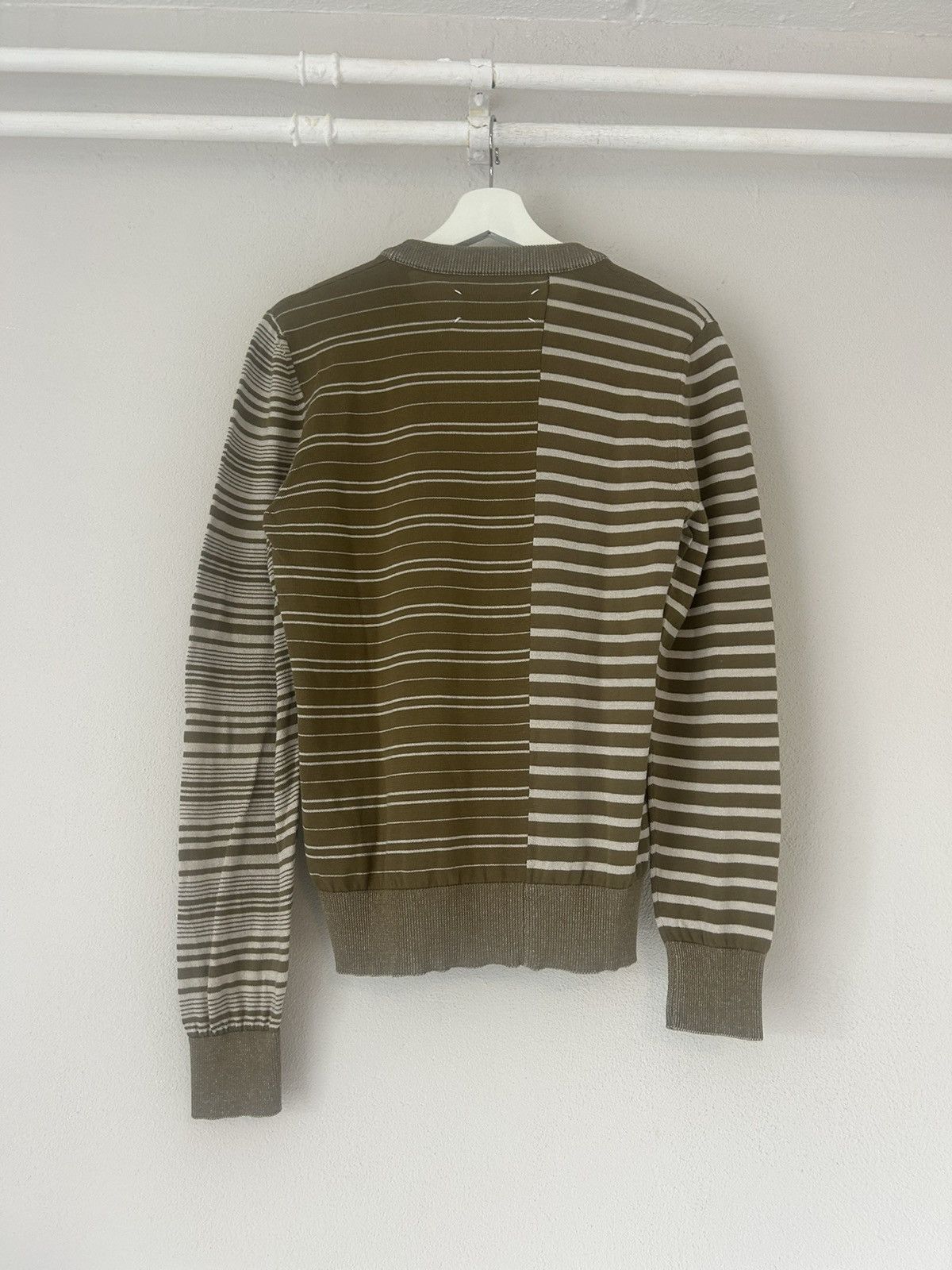 Maison Margiela Reconstructed Asymmetric Striped V-Neck Sweater Size US M / EU 48-50 / 2 - 10 Thumbnail