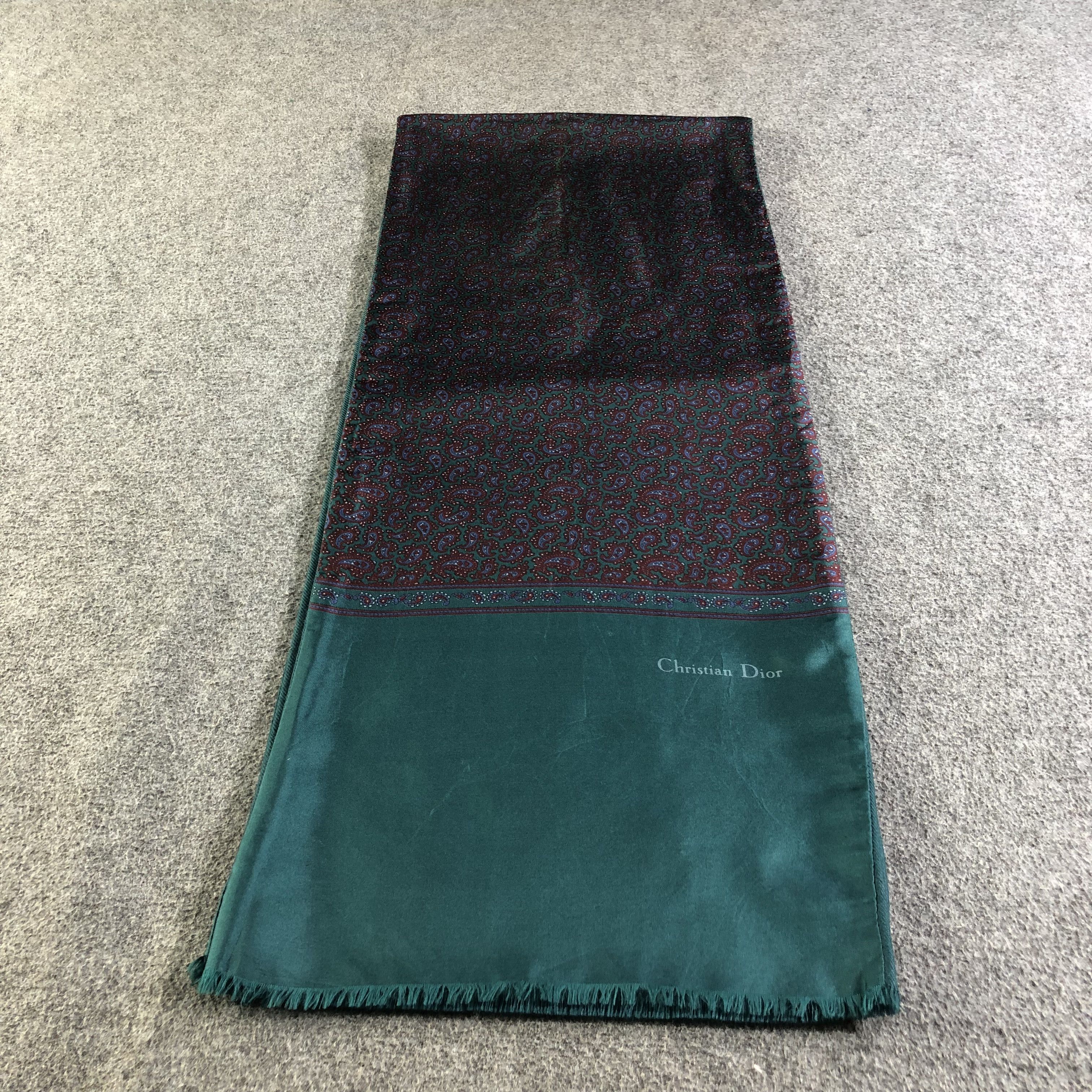 Christian Dior Monsieur Christian Dior Paisley Silk/Wool Scarf Muffler V2604 Size ONE SIZE - 2 Thumbnail