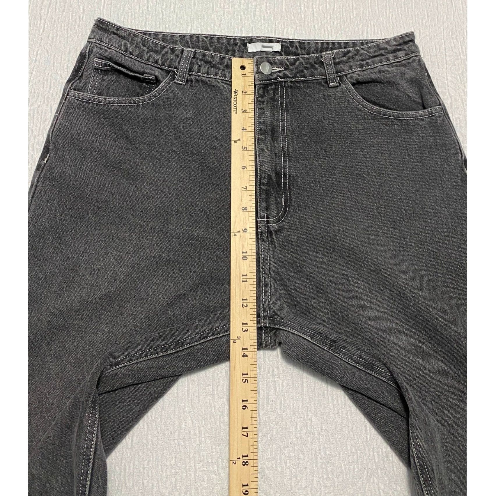 Vintage BP Jeans Carpenter Wide-Leg High Rise 34 Black Charcoal Wash Women Power Relaxed Denim 100% Cotton Jeans BP Size 24" / US 00 / IT 34 - 7 Thumbnail