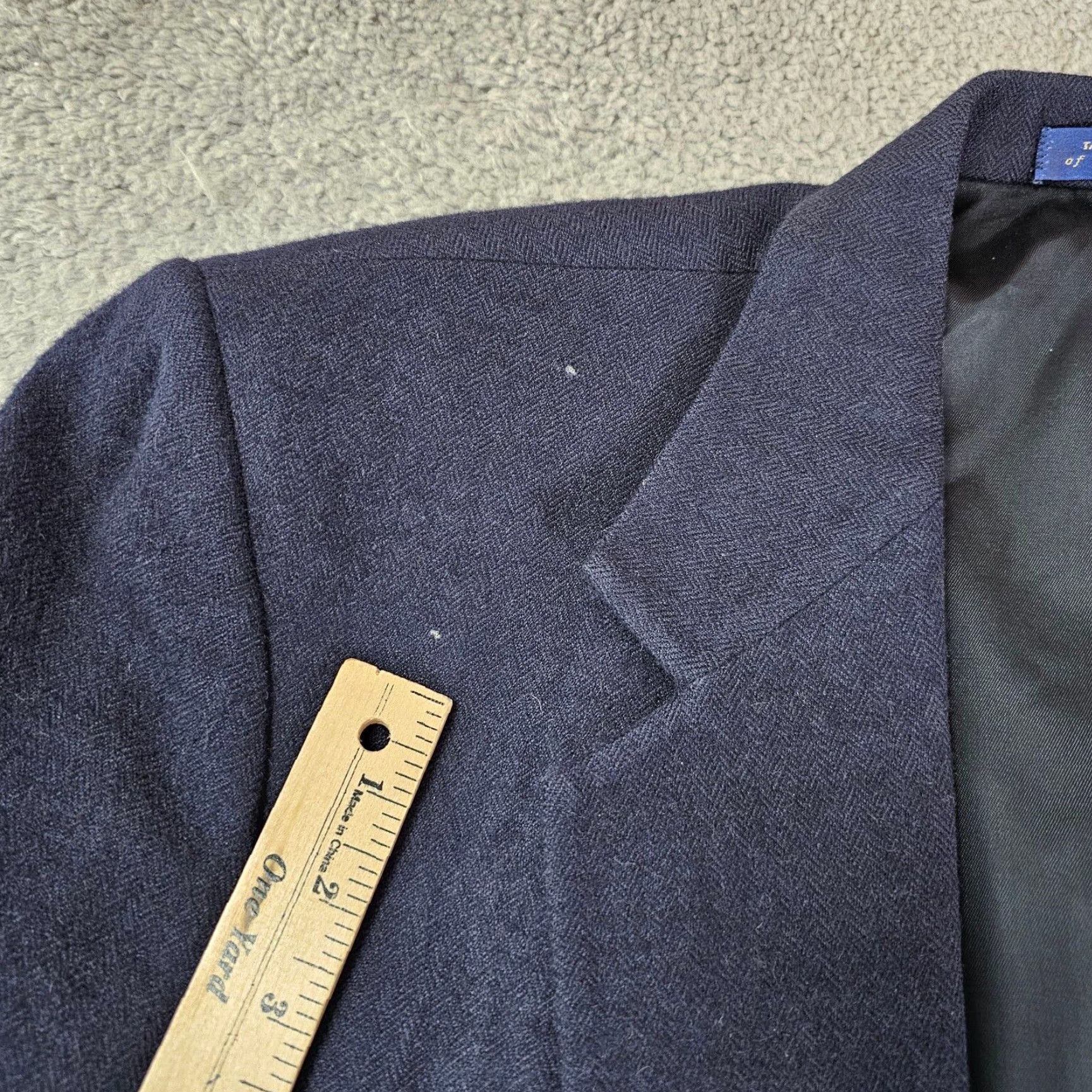 Nordstrom Nordstrom Loro Piana Blazer Mens 44L Navy 2 Button Single-Breasted Notch Lapel Wool Camelhair Tweed Jacket Size 44R - 5 Thumbnail