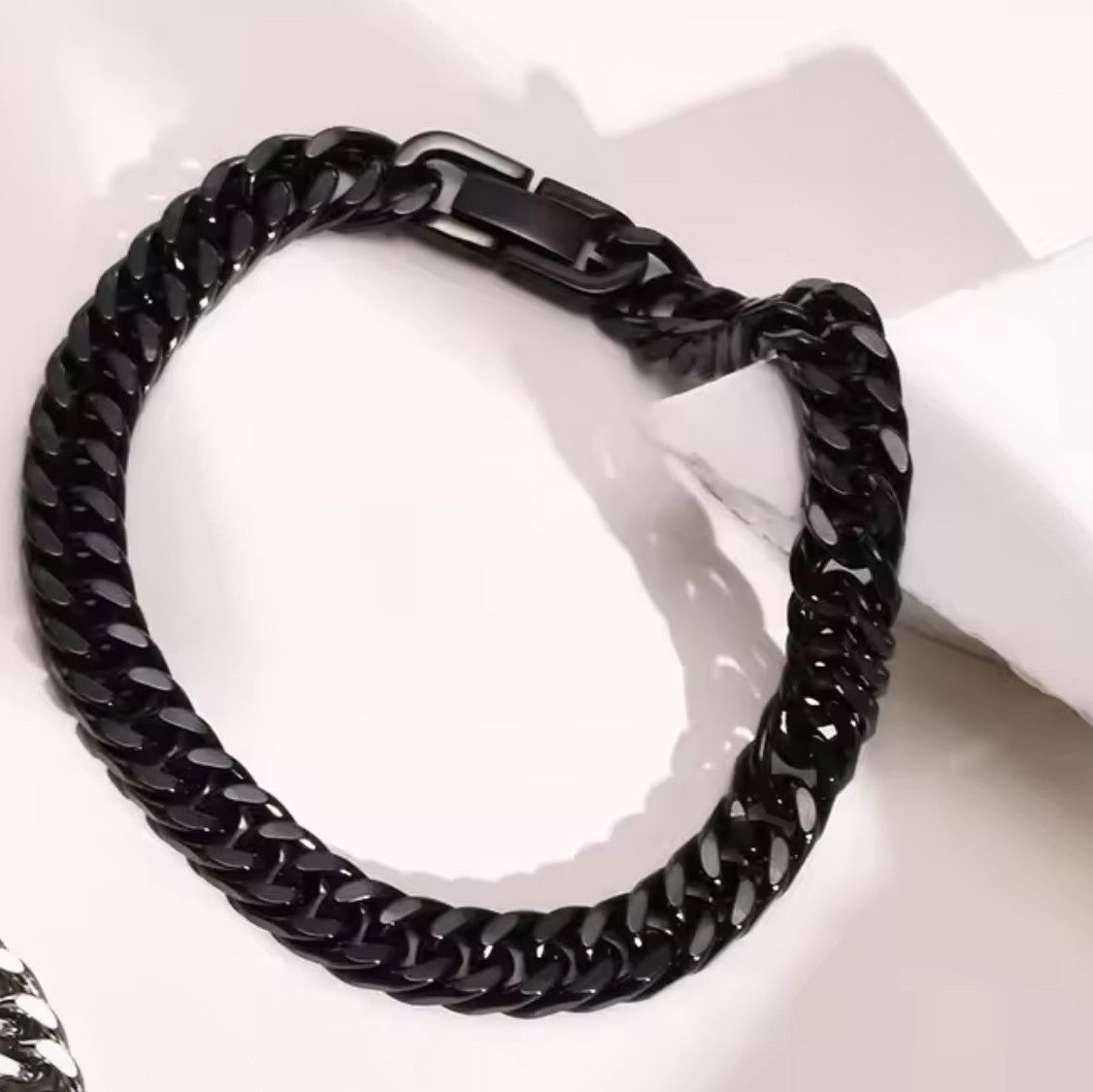 Japanese Brand Creative Retro Stylish Double Curb Chain Boxing Bracelet 8mm Size ONE SIZE - 3 Thumbnail