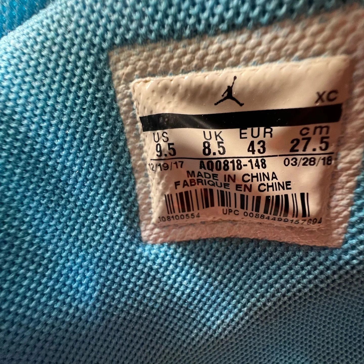 Nike OW AJ Carolina Blue 43 Size US 9.5 / EU 42-43 - 7 Thumbnail