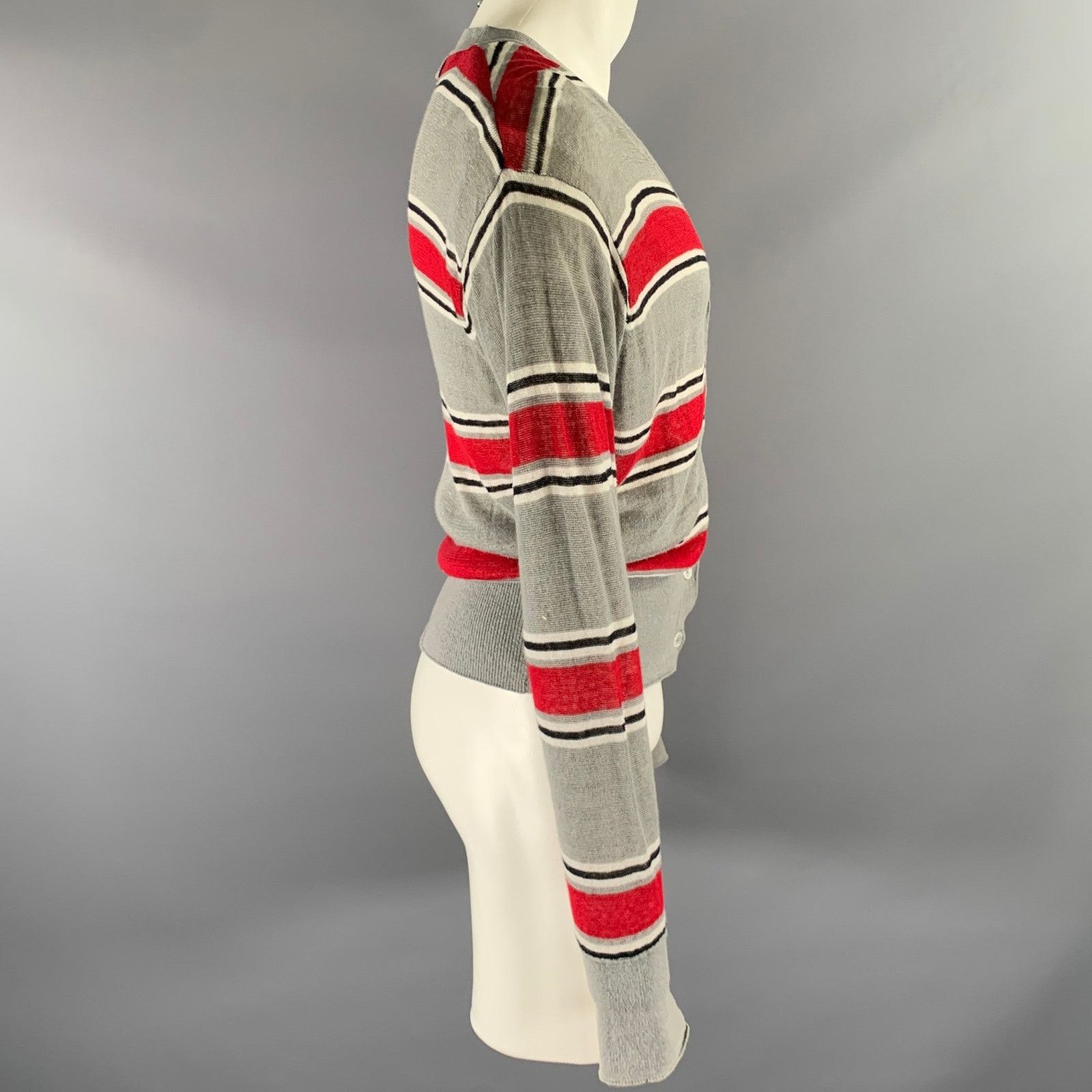 Brooks Brothers Black Fleece BLACK FLEECE S Red Grey Black Stripe Reversible Cardigan Size US S / EU 44-46 / 1 - 2 Thumbnail