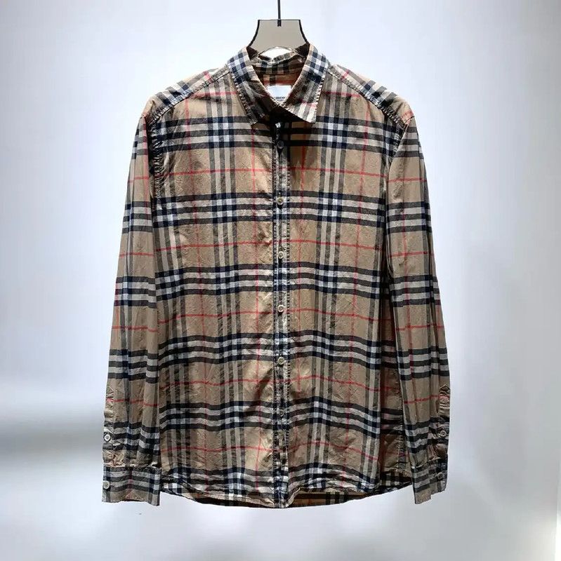 Burberry Burberry Beige Check Long Sleeve Shirt Size US L / EU 52-54 / 3 - 1 Thumbnail