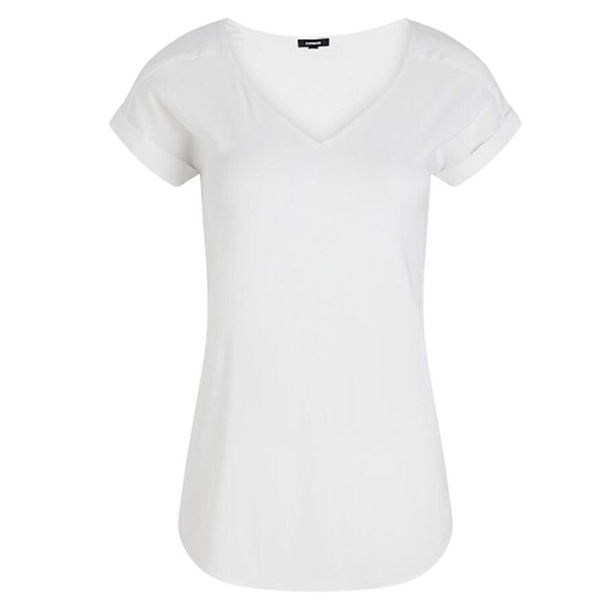 Express Express V-Neck Short Cuff Sleeve Gramercy Lightweight Tee Size S / US 4 / IT 40 - 3 Thumbnail