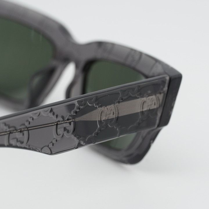 Gucci Gucci GG1838S 011 Sunglasses Grey with GG Pattern Rectangle Size ONE SIZE - 9 Thumbnail