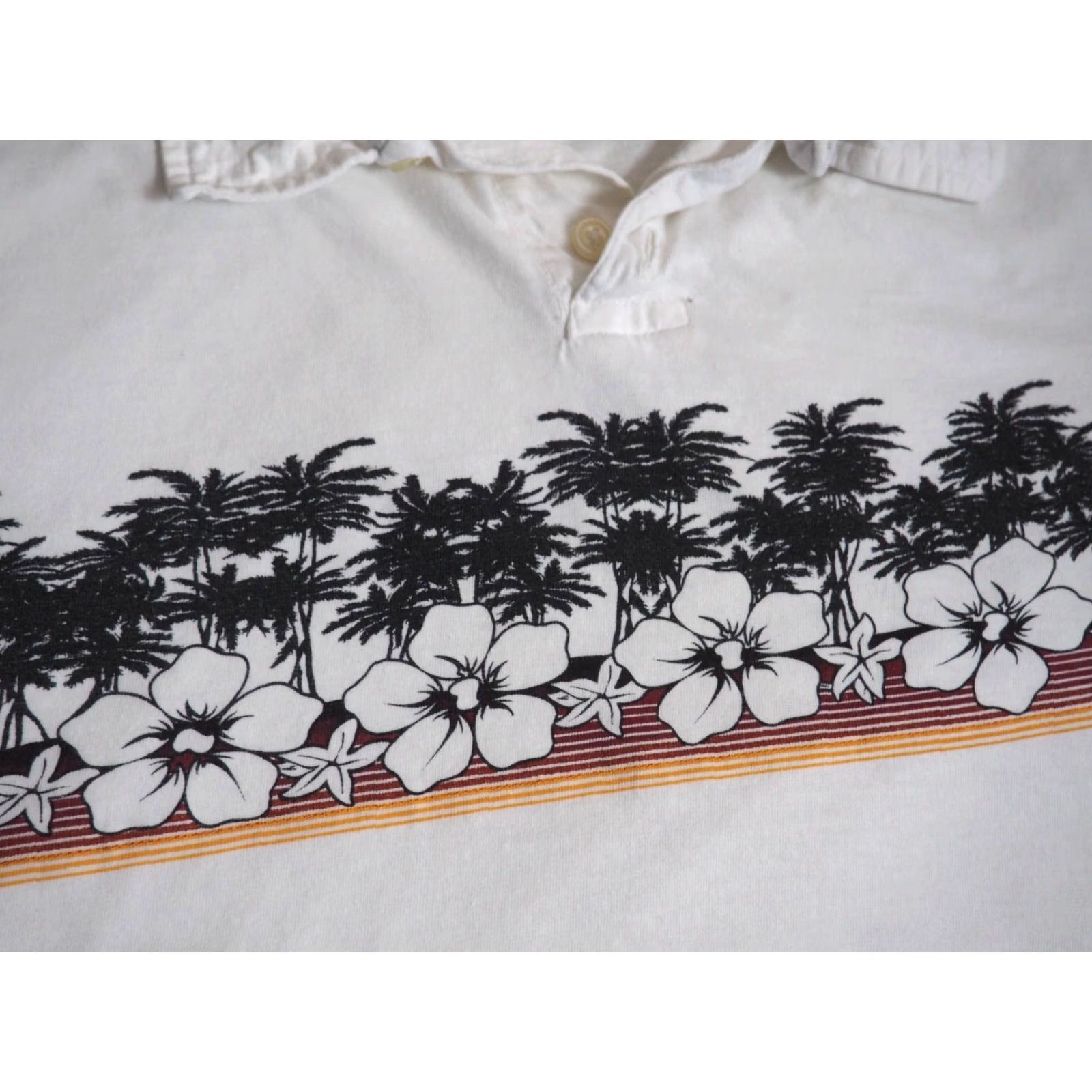 Point Zero VTG Y2k 2000s Point Zero Hawaiian Floral Palm Surf Polo Shirt Mens L White Size US L / EU 52-54 / 3 - 5 Thumbnail