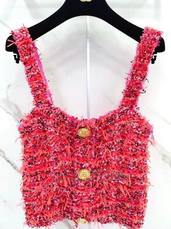 Balmain Balmain Summer Red Polyester Women’s Cropped T-shirt . Size S / US 4 / IT 40 - 3 Thumbnail