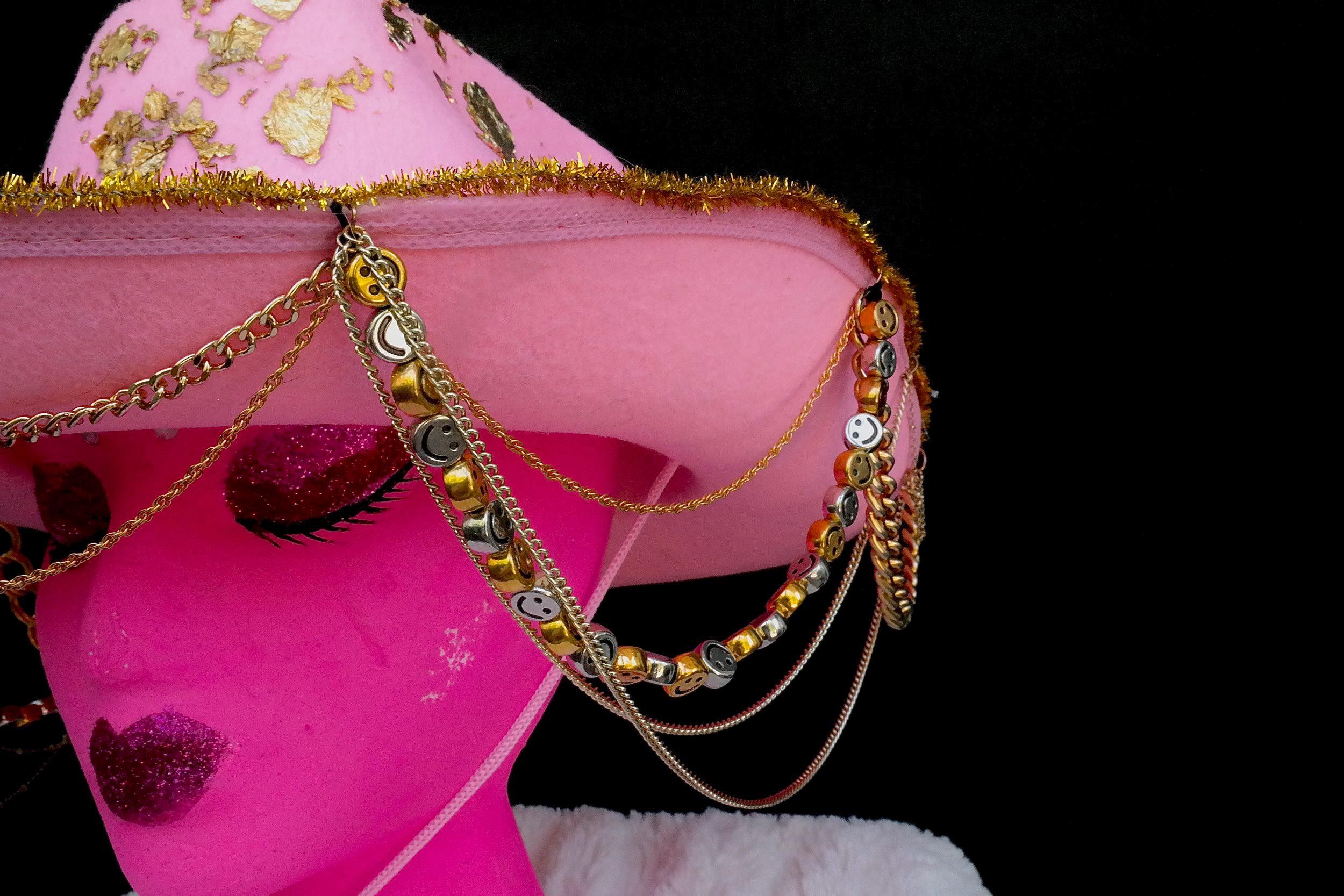 Handmade Pink Gold Leaf Cowgirl Hat Size ONE SIZE - 5 Thumbnail