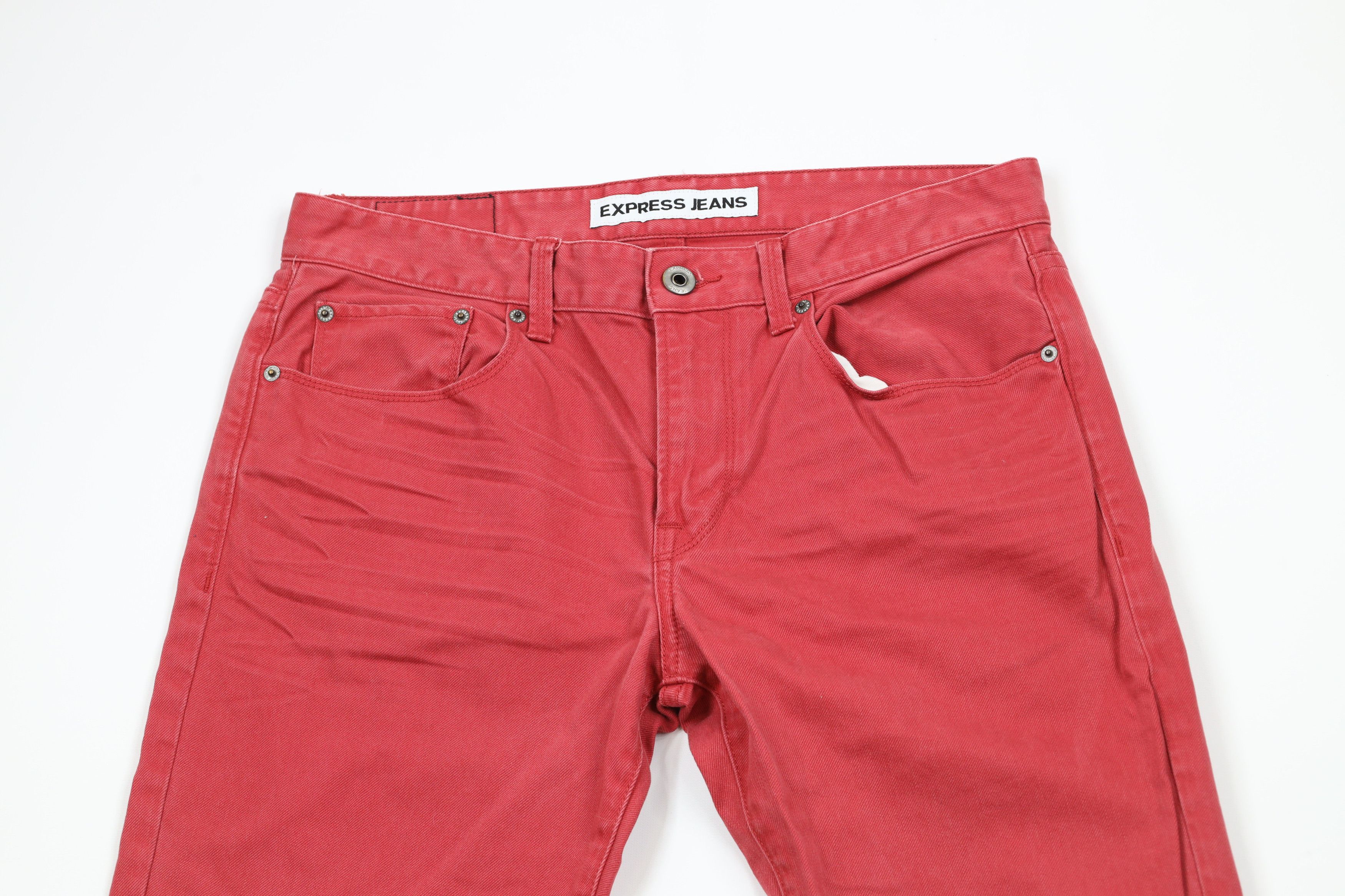 Express × Vintage Express Rocco Slim Fit Skinny Leg Denim Jeans Red Cotton Size US 32 / EU 48 - 2 Thumbnail