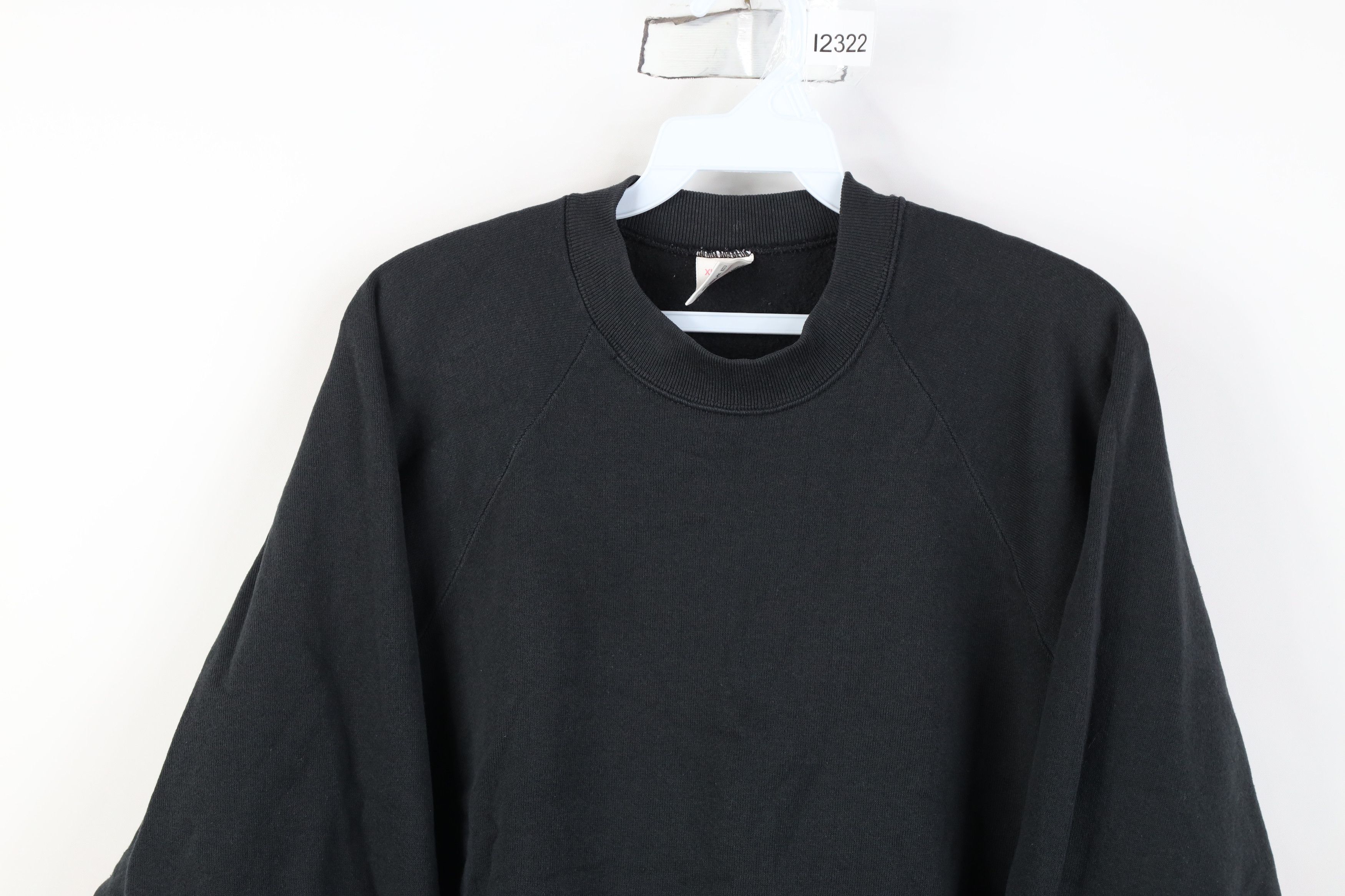 Vintage Vintage 90s Streetwear Blank Crewneck Sweatshirt Black USA Size XL / US 12-14 / IT 48-50 - 2 Thumbnail