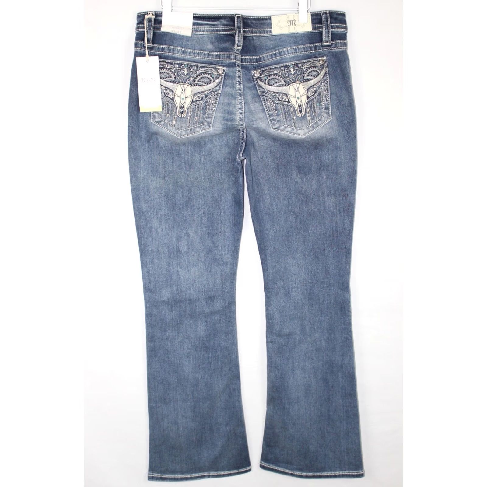Miss Me Miss Me Jeans Erica Wing Bootcut Jeans Paisley Longhorn 33 x 32 Stretch M9437BV Blue Jeans Womens Bootscut 90s 00s Mens Womens Size 24" / US 00 / IT 34 - 3 Thumbnail