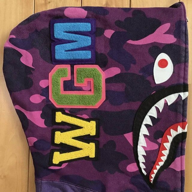Bape × Nigo 2007 BAPE Purple camo shark full zip hoodie APE NIGO Size US L / EU 52-54 / 3 - 5 Thumbnail