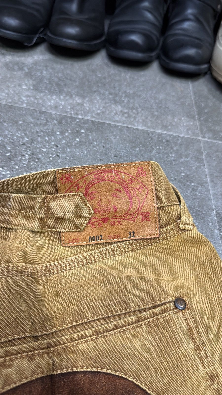 Evisu Rare EVISU Yamane Deluxe Canvas Pants Suede Leather Daicock Size US 32 / EU 48 - 14 Thumbnail