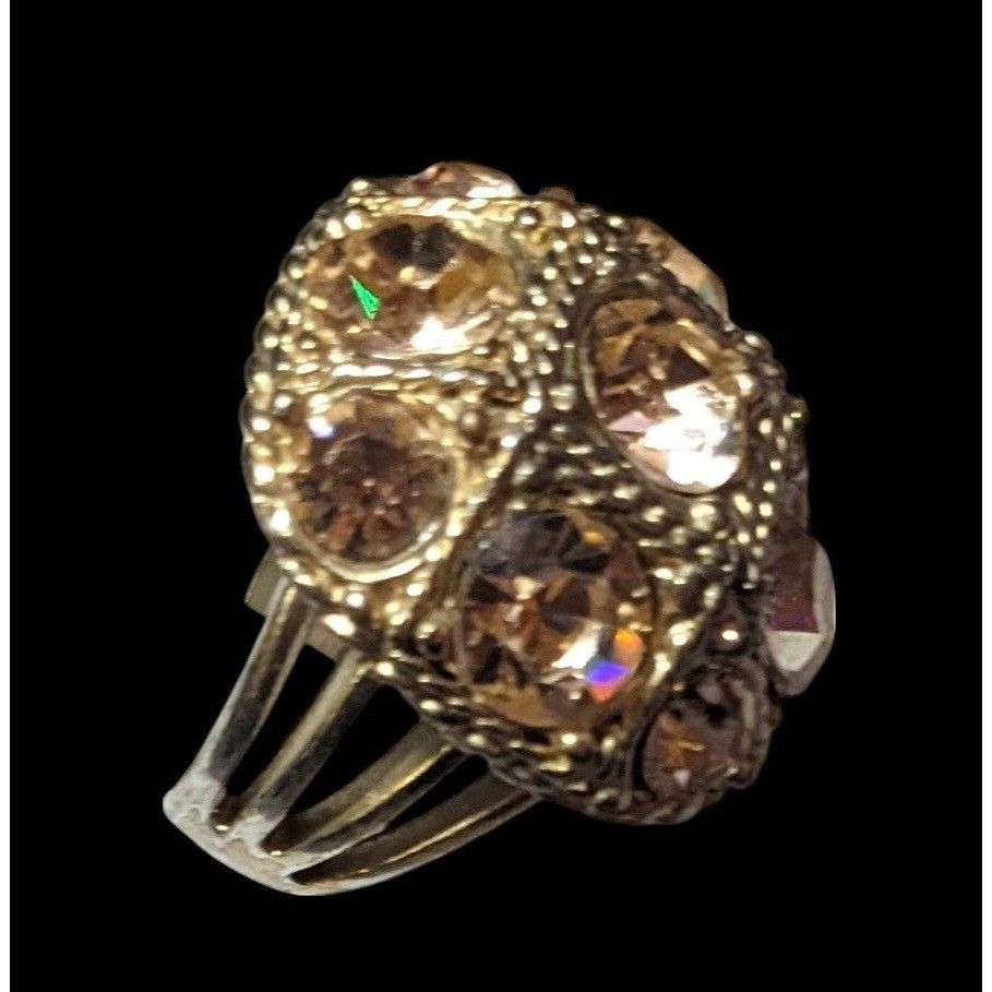 Other Champagne Gemmed Glam Gold Tone Statement Ring Size 7 Size ONE SIZE - 2 Thumbnail