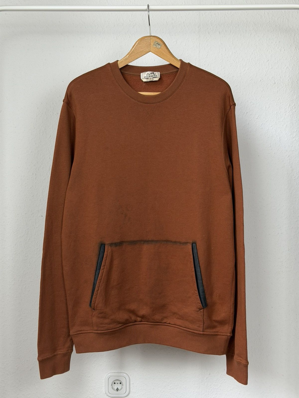 Hermes Hermès Brown Sweatshirt XL Front Pocket Long Sleeve Pullover Size US XL / EU 56 / 4 - 1 Thumbnail