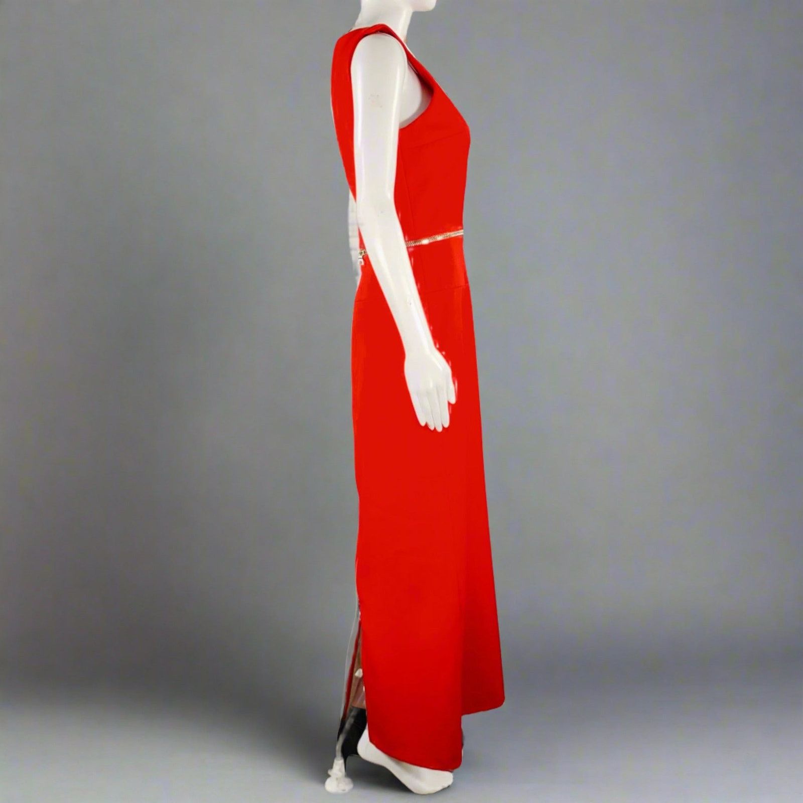 Other DAVID KOMA Red Silver Wool Sleeveless Zippers Gown Dress Size M / US 6-8 / IT 42-44 - 3 Thumbnail