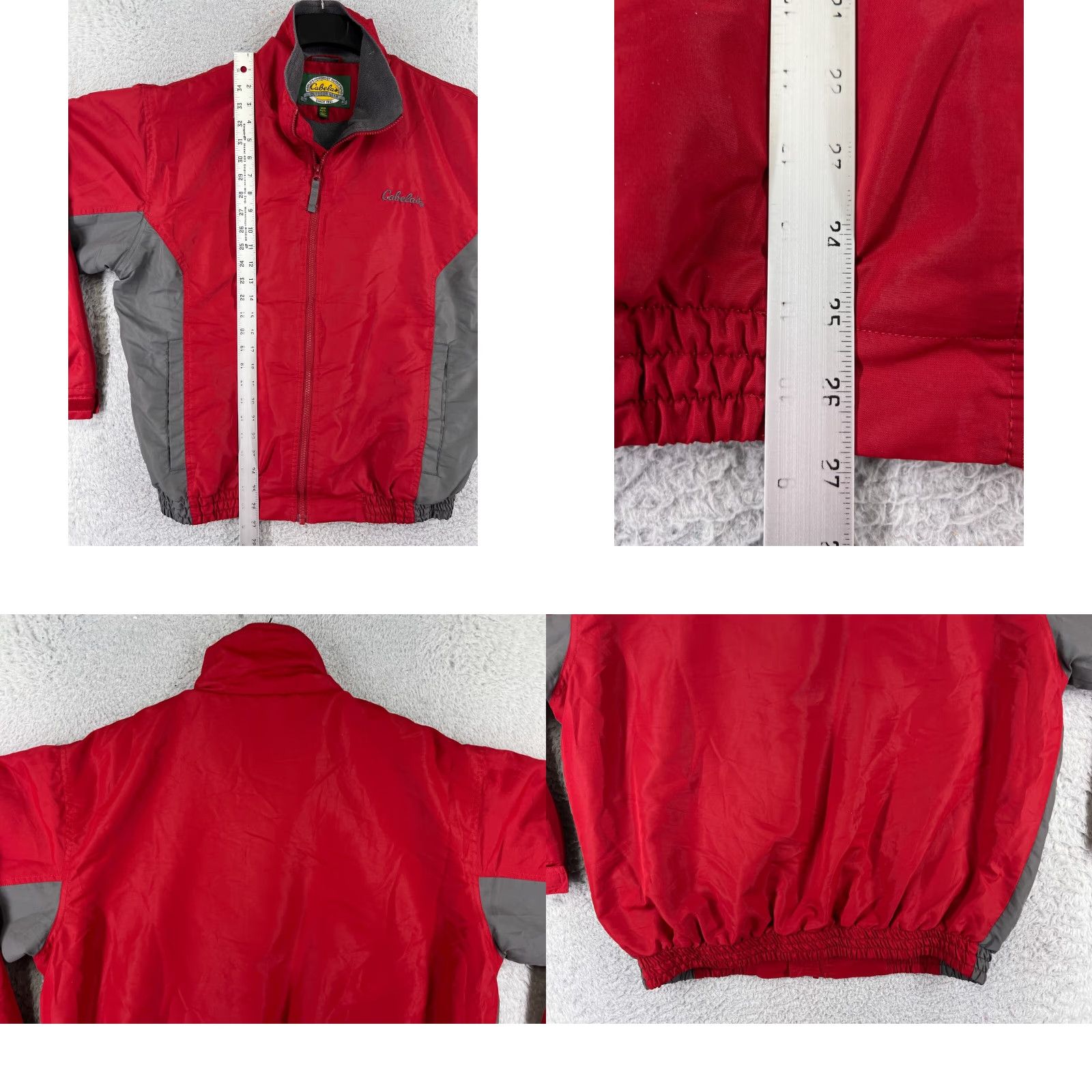 Vintage Cabela's Jacket Mens Medium Red Gray Full Zip Mock Neck Poly Shell Sherpa Lined Size US M / EU 48-50 / 2 - 9 Thumbnail