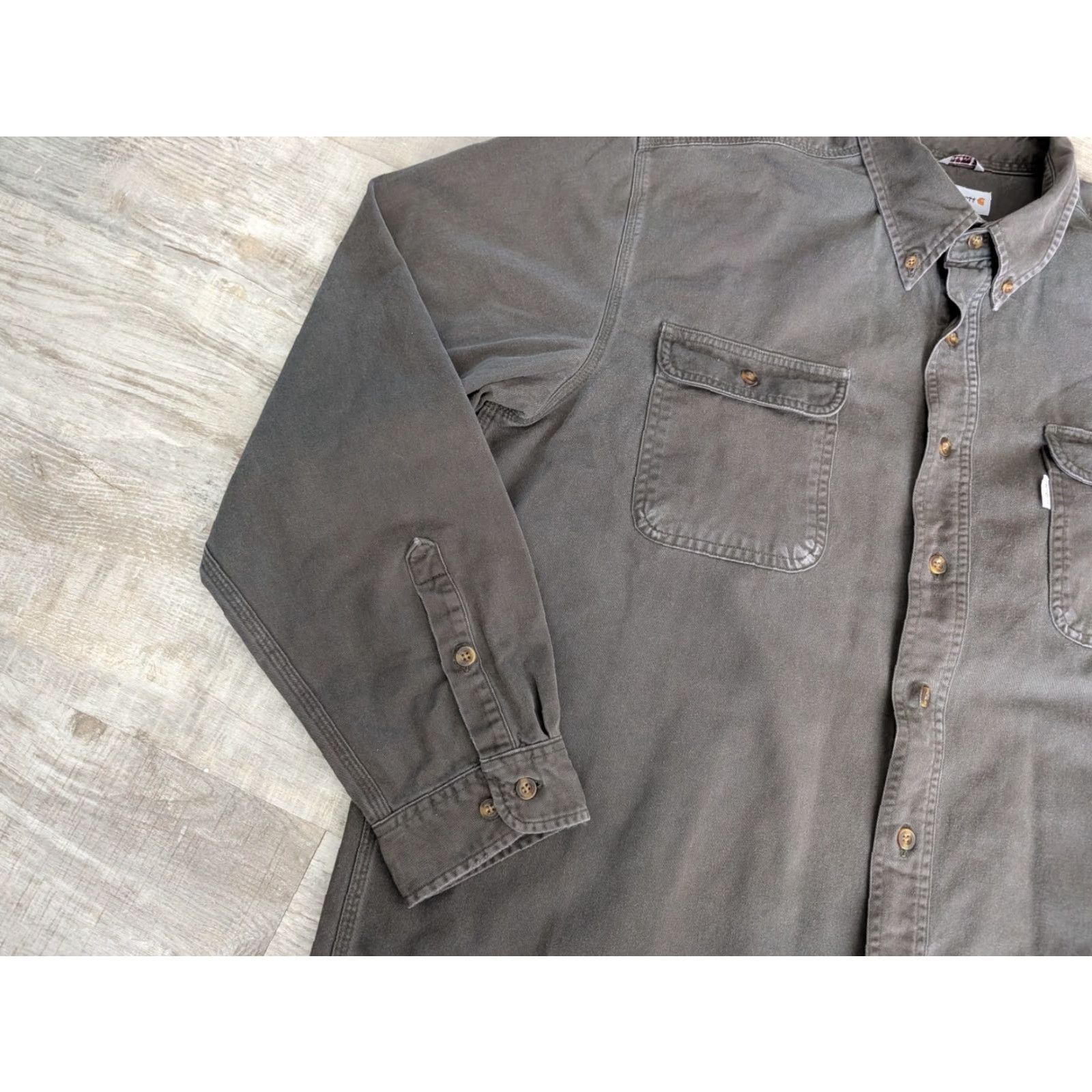 Carhartt VINTAGE Carhartt Button-Up Shirt Mens XL Tall Moss Green Canvas Workwear S09 MOS Size US XL / EU 56 / 4 - 7 Thumbnail