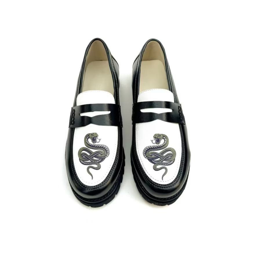 Genuine Leather Silane Loafer Shoes Leather Snake Black Size US 10 / EU 43 - 3 Thumbnail