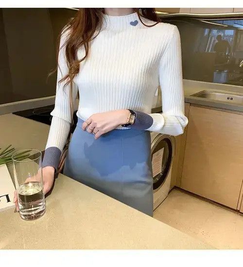 Japanese Brand × Vintage Women Embroidered Mock Neck Sweater Size ONE SIZE - 4 Thumbnail