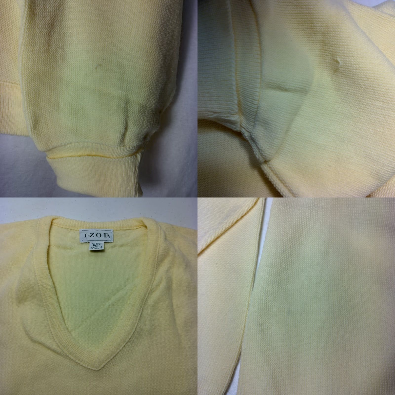 Izod VINTAGE IZOD Sweater Men 2XLT Tall Yellow Acrylic V-Neck Crest Logo USA Grandpa Knit Pullover Office Wear Size US XXL / EU 58 / 5 - 9 Thumbnail