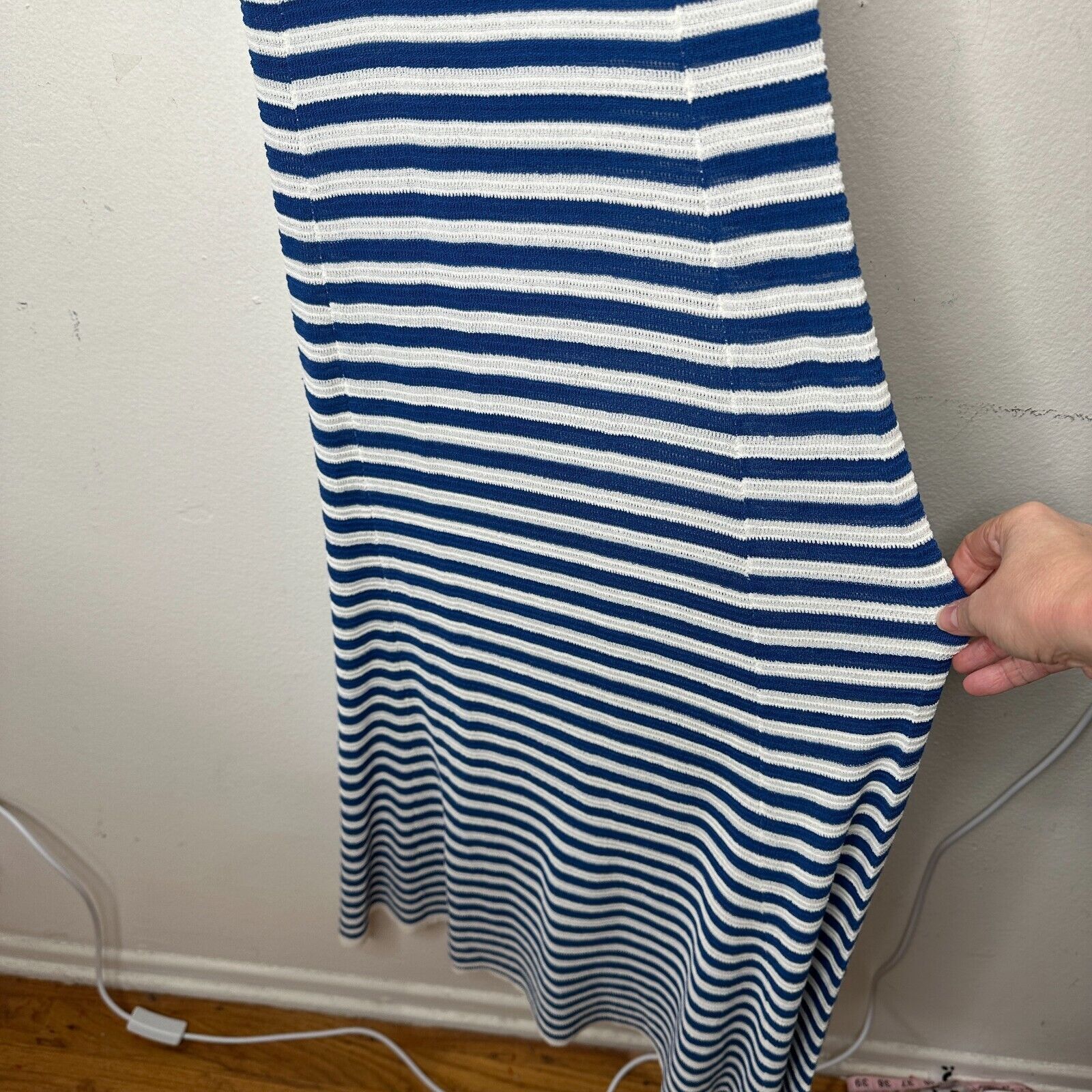 Mango MNG White Blue Striped V-Neck Thin Straps Maxi Dress XXS Size XXS / US 00 / IT 34 - 8 Thumbnail