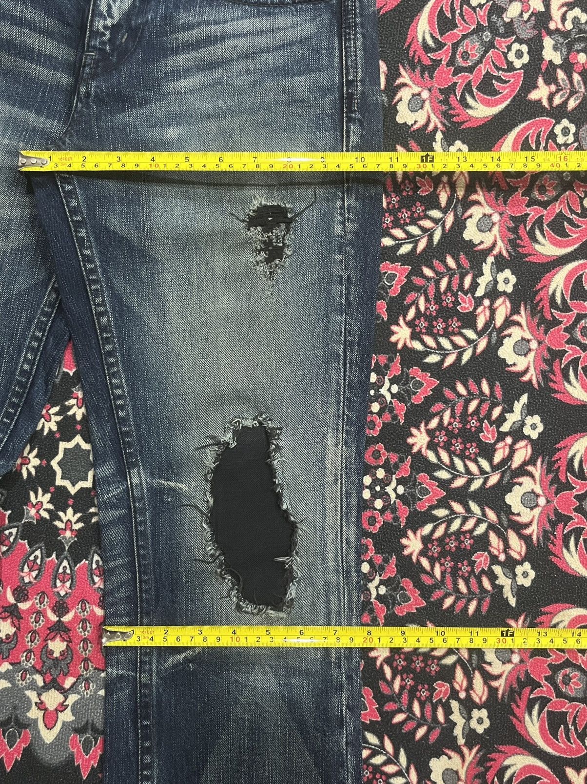Tornado Mart Vintage Midas Snake Skin Studded Blue Crack Wash Flare Jeans Size US 30 / EU 46 - 15 Thumbnail