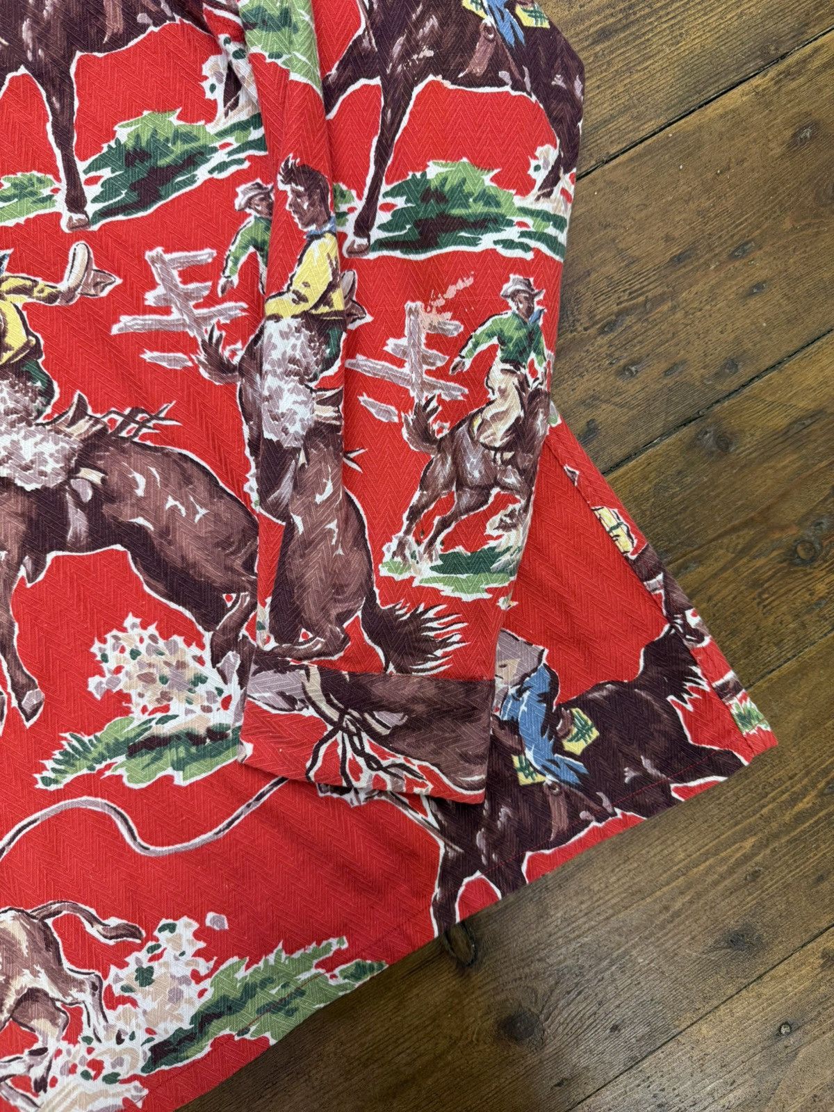 Vintage 1940s Del Mar California Western Cowboy Barkcloth Shirt Size US L / EU 52-54 / 3 - 8 Thumbnail