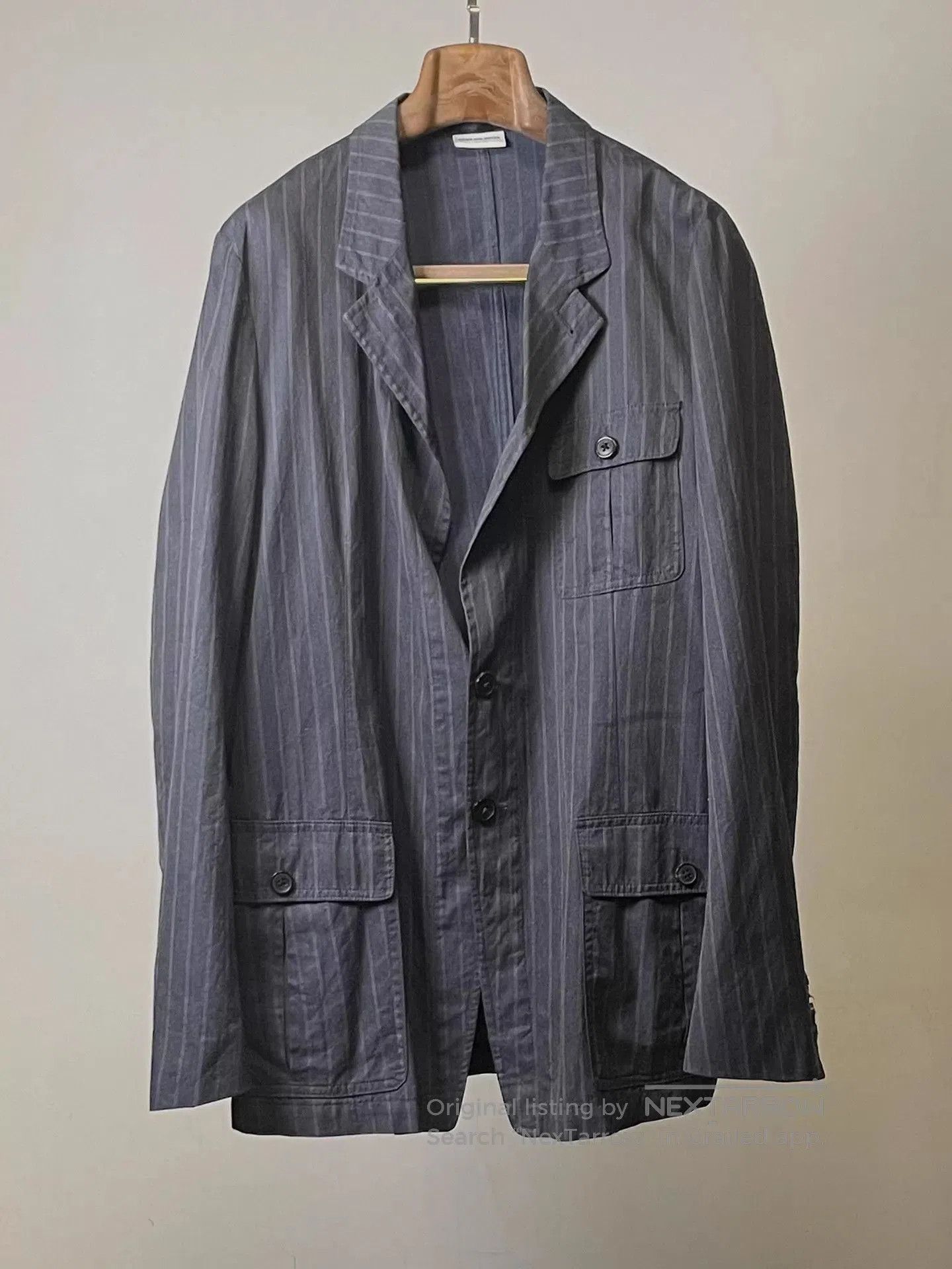 Dries Van Noten Blue Striped Lightweight Button. Size US S / EU 44-46 / 1 - 1 Thumbnail